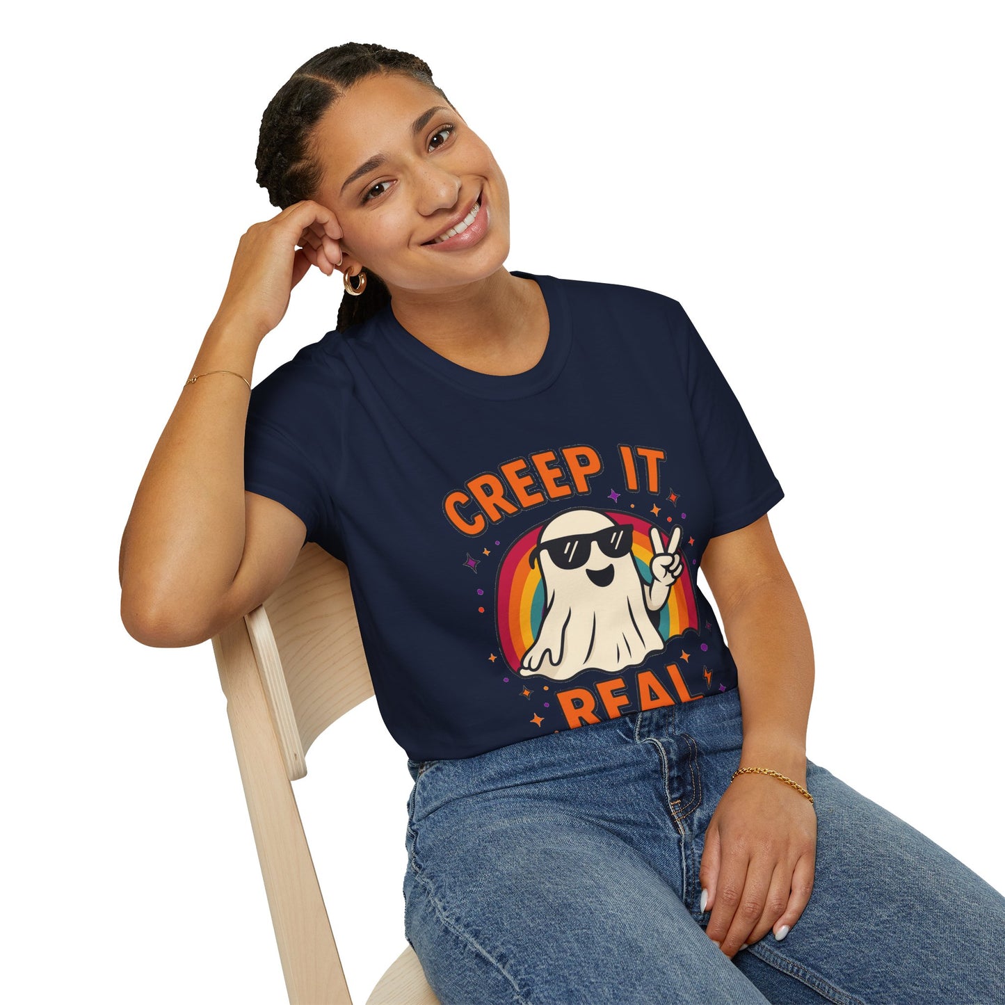 Creep It Real Ghost T-Shirt, Funny Ghost Tee, Unisex Halloween Shirt, Casual Everyday Wear, Gift for Halloween Lovers