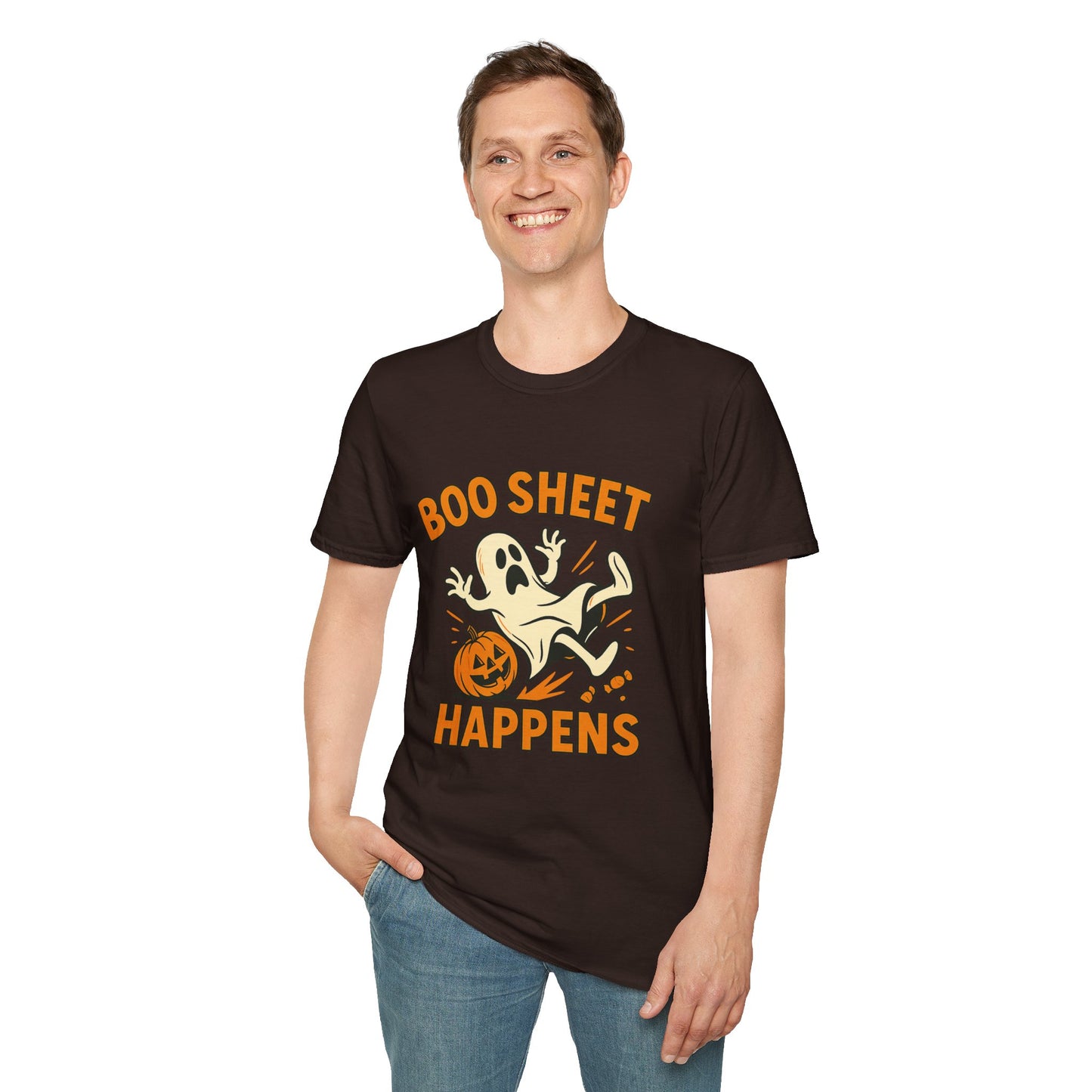 Halloween Boo Sheet T-Shirt, Unisex Softstyle Tee, Funny Halloween Shirt, Fall Festive Apparel, Ghost Themed Gift
