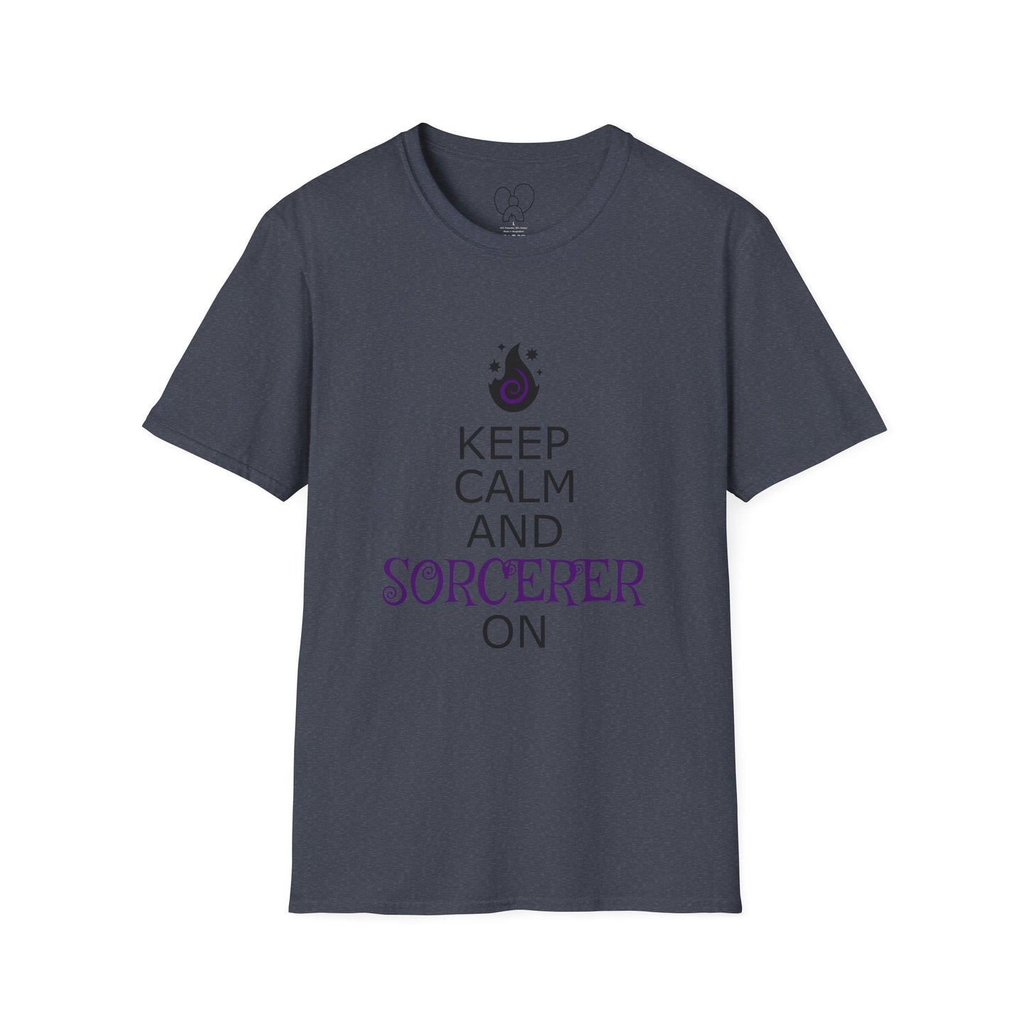 Keep Calm Sorcerer T-Shirt, Unisex Softstyle Tee, Magical Gift, Halloween Apparel, Witchy Vibes, Casual Wear