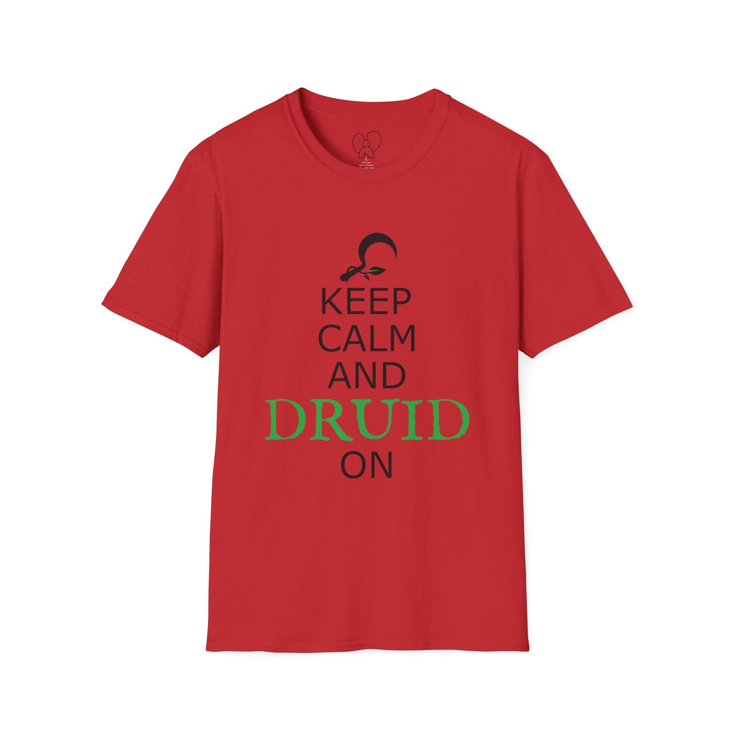 Druid T-Shirt, Keep Calm and Druid On Shirt, Unisex Softstyle Tee, Witchy Apparel, Pagan Clothing, Fantasy Gift