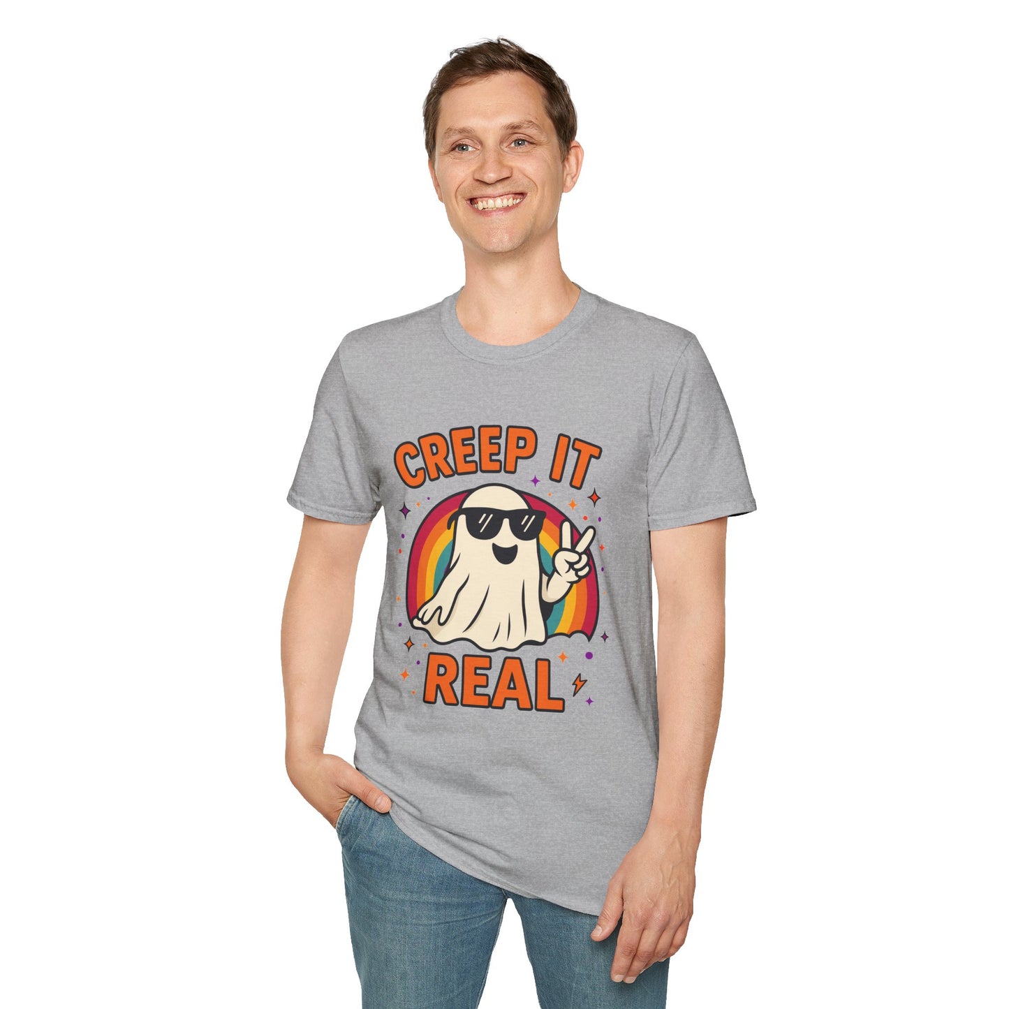 Creep It Real Ghost T-Shirt, Funny Ghost Tee, Unisex Halloween Shirt, Casual Everyday Wear, Gift for Halloween Lovers