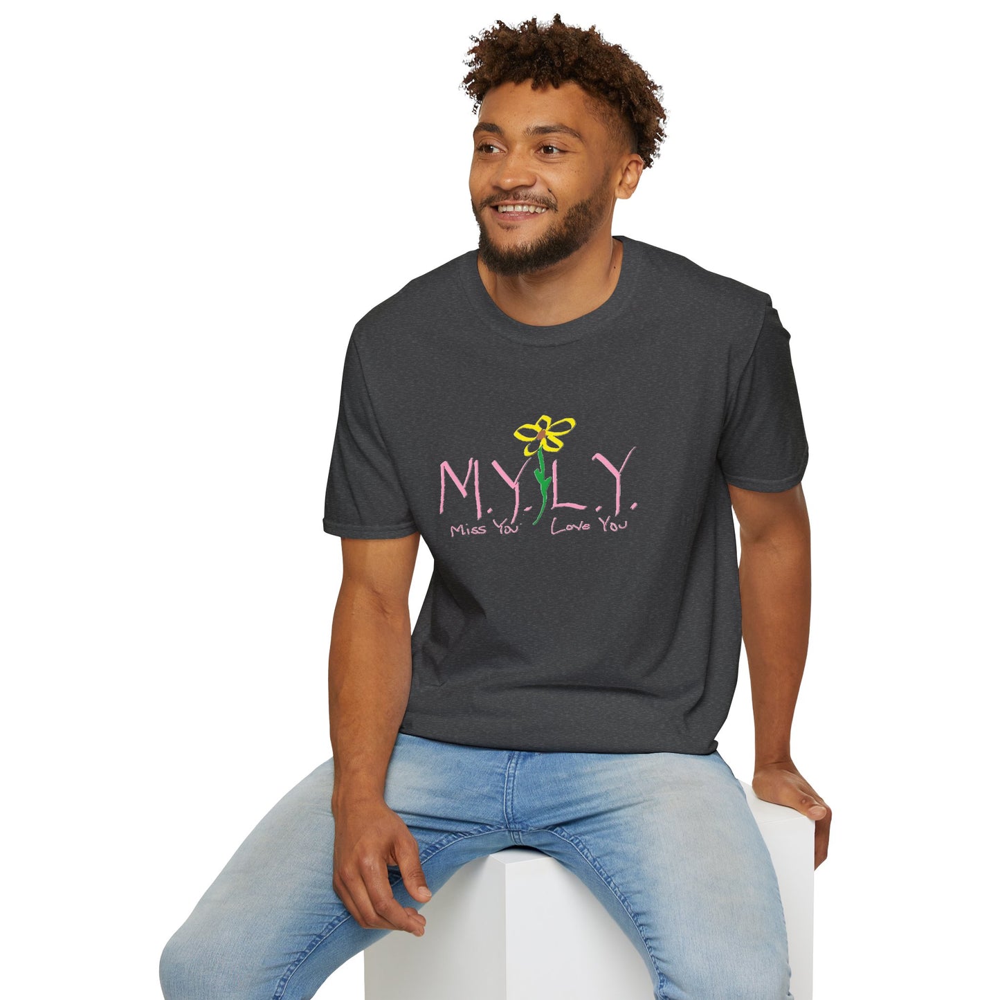 Unisex Softstyle T-Shirt with 'Miss You, Love You' Floral Design - Perfect for Gifts, Casual Wear, Friendship, Love