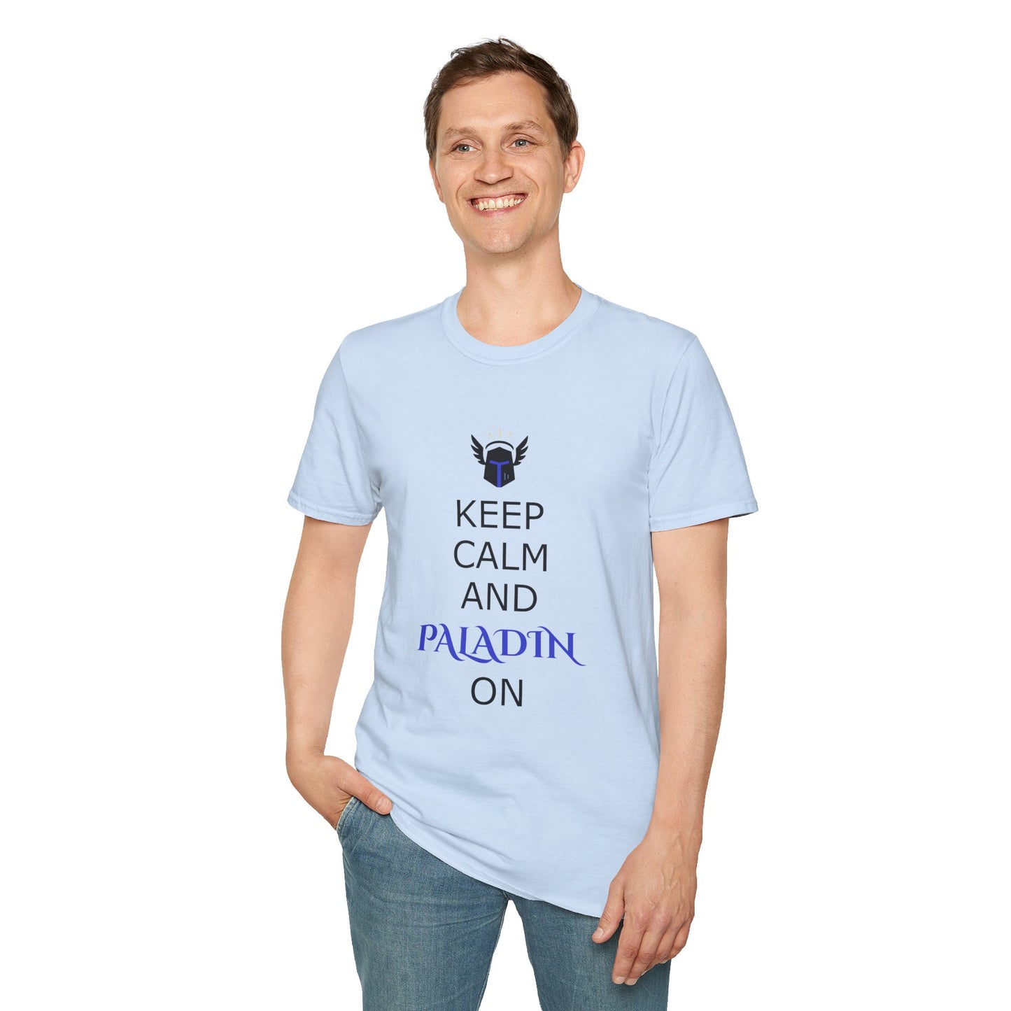 Keep Calm and Paladin On T-Shirt, Unisex Gaming Tee, Geeky Shirt, D&D Apparel, Casual Gift for Gamers, Unique Fantasy Merch