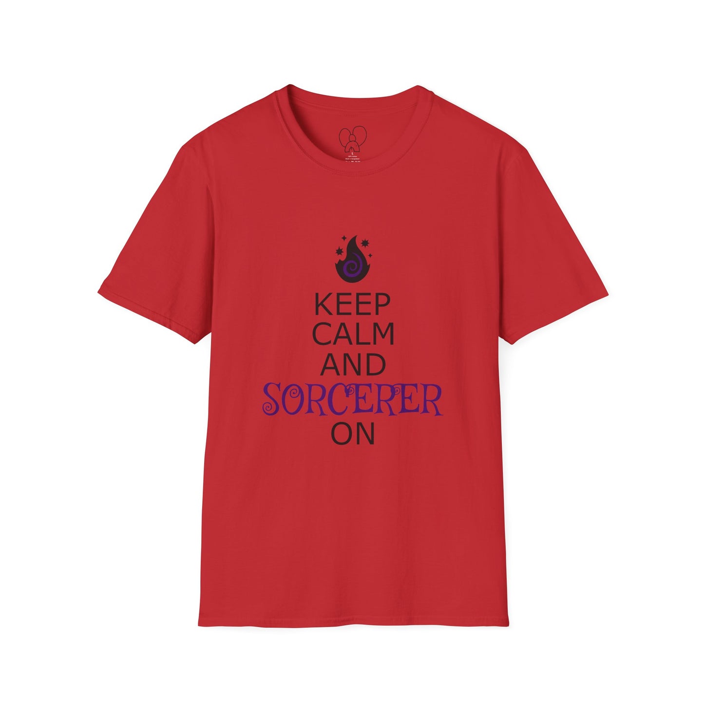 Keep Calm Sorcerer T-Shirt, Unisex Softstyle Tee, Magical Gift, Halloween Apparel, Witchy Vibes, Casual Wear