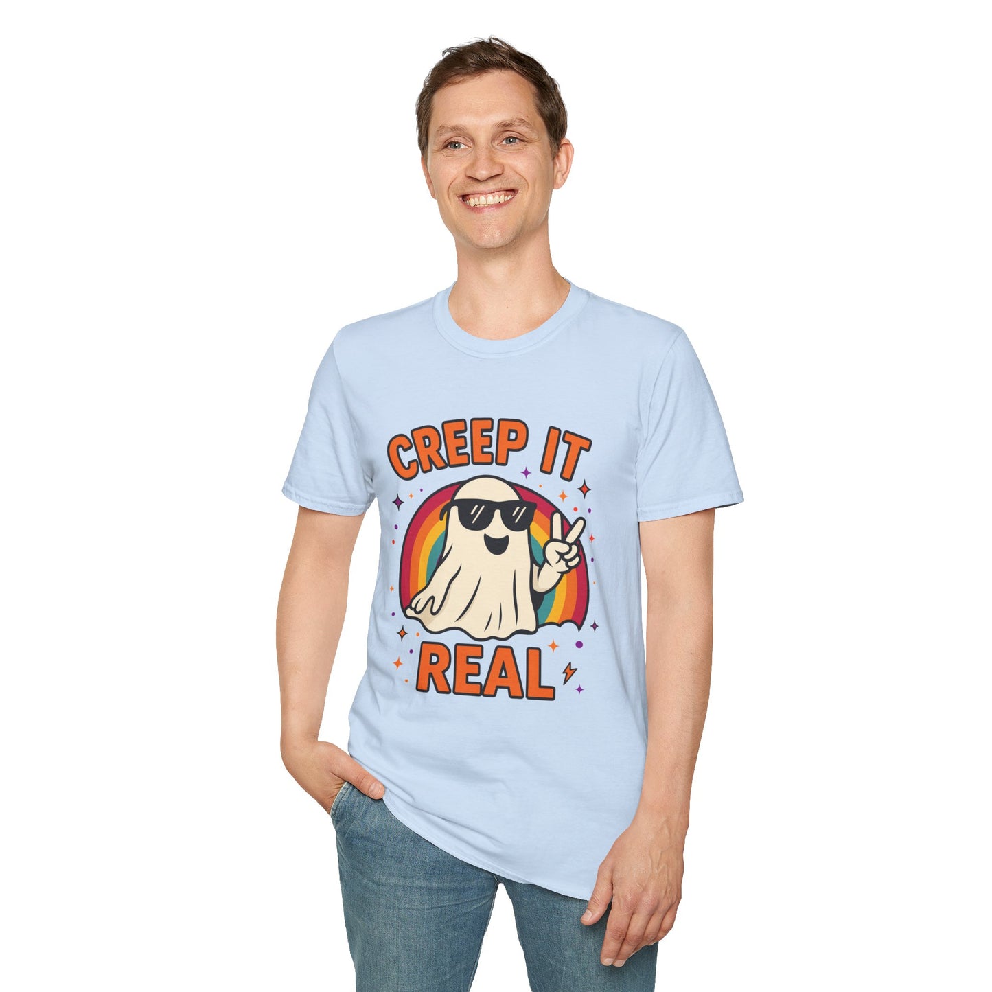 Creep It Real Ghost T-Shirt, Funny Ghost Tee, Unisex Halloween Shirt, Casual Everyday Wear, Gift for Halloween Lovers