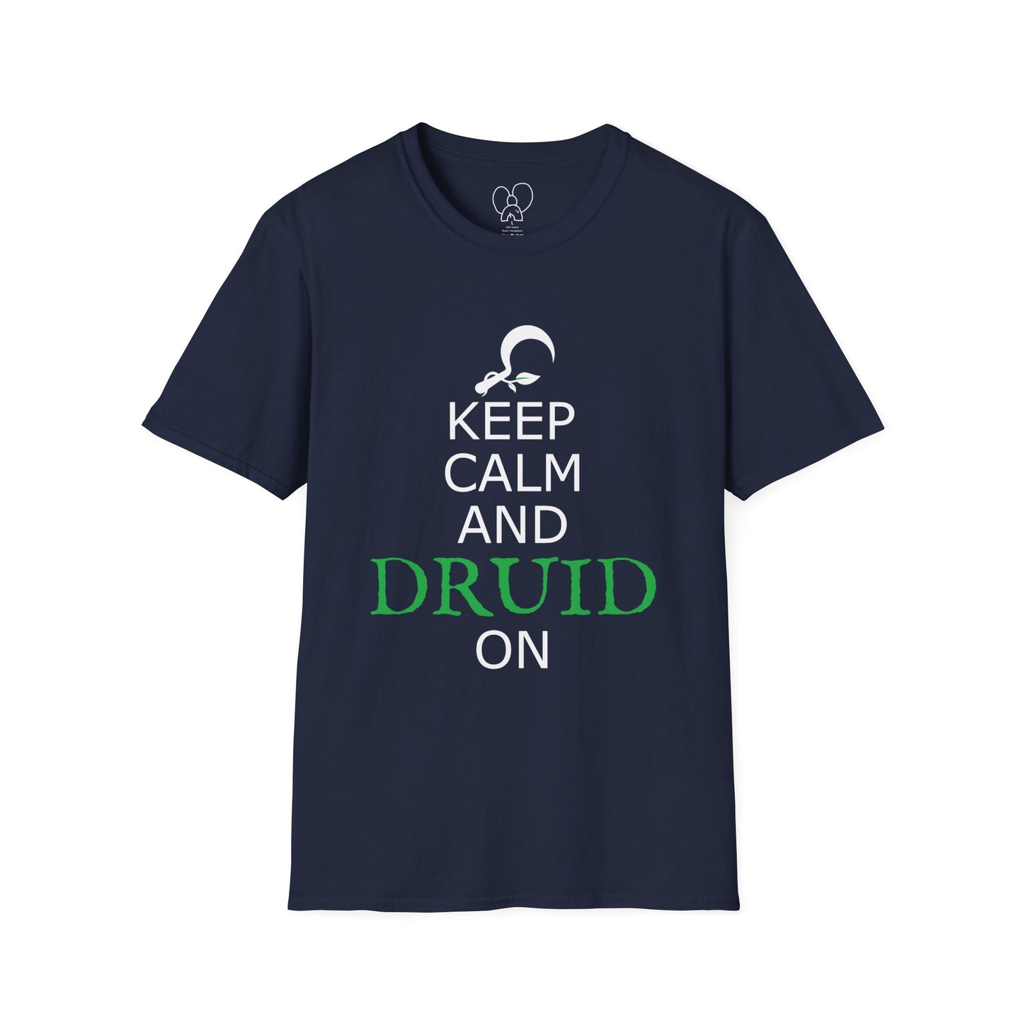 Druid T-Shirt, Keep Calm and Druid On Shirt, Unisex Softstyle Tee, Witchy Apparel, Pagan Clothing, Fantasy Gift