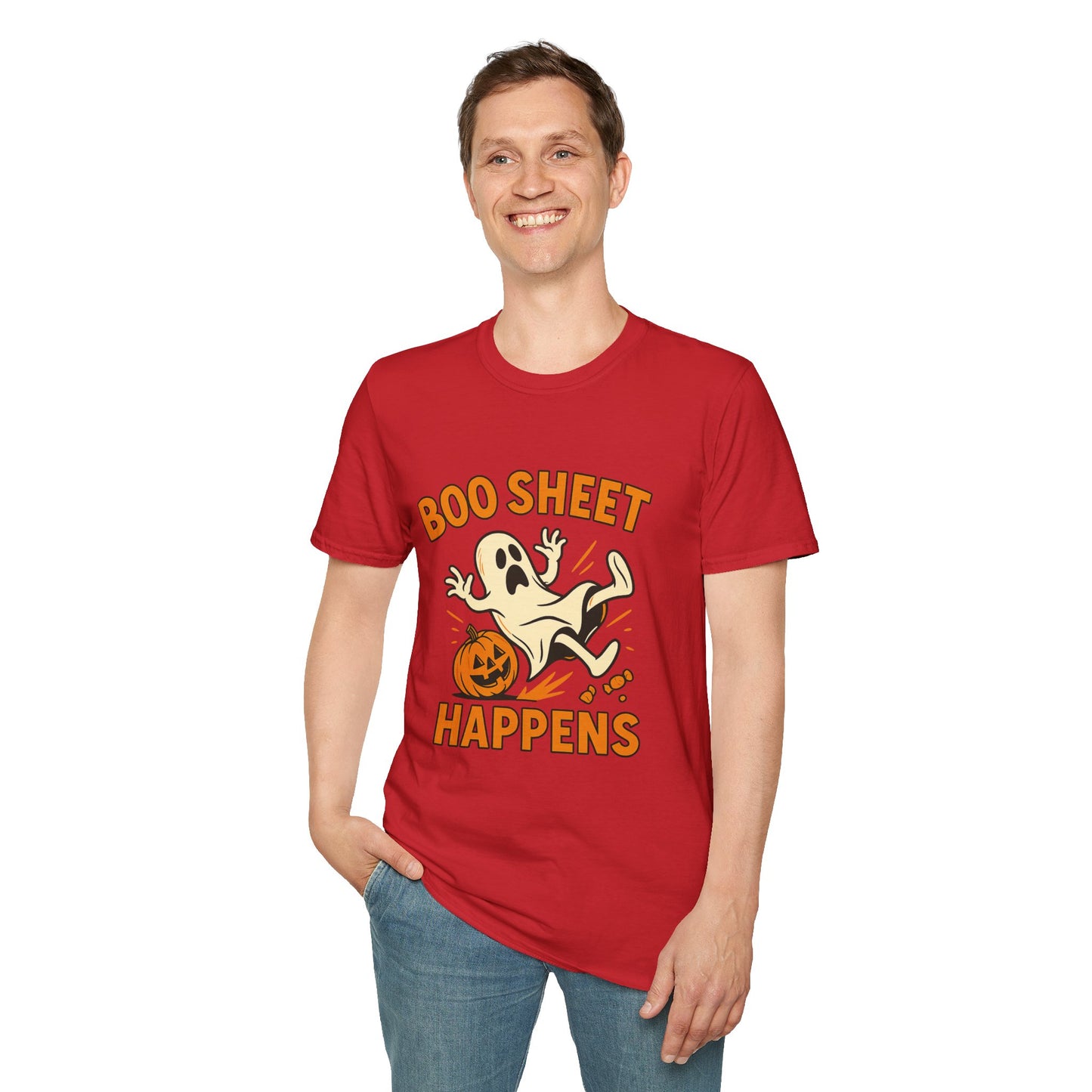 Halloween Boo Sheet T-Shirt, Unisex Softstyle Tee, Funny Halloween Shirt, Fall Festive Apparel, Ghost Themed Gift