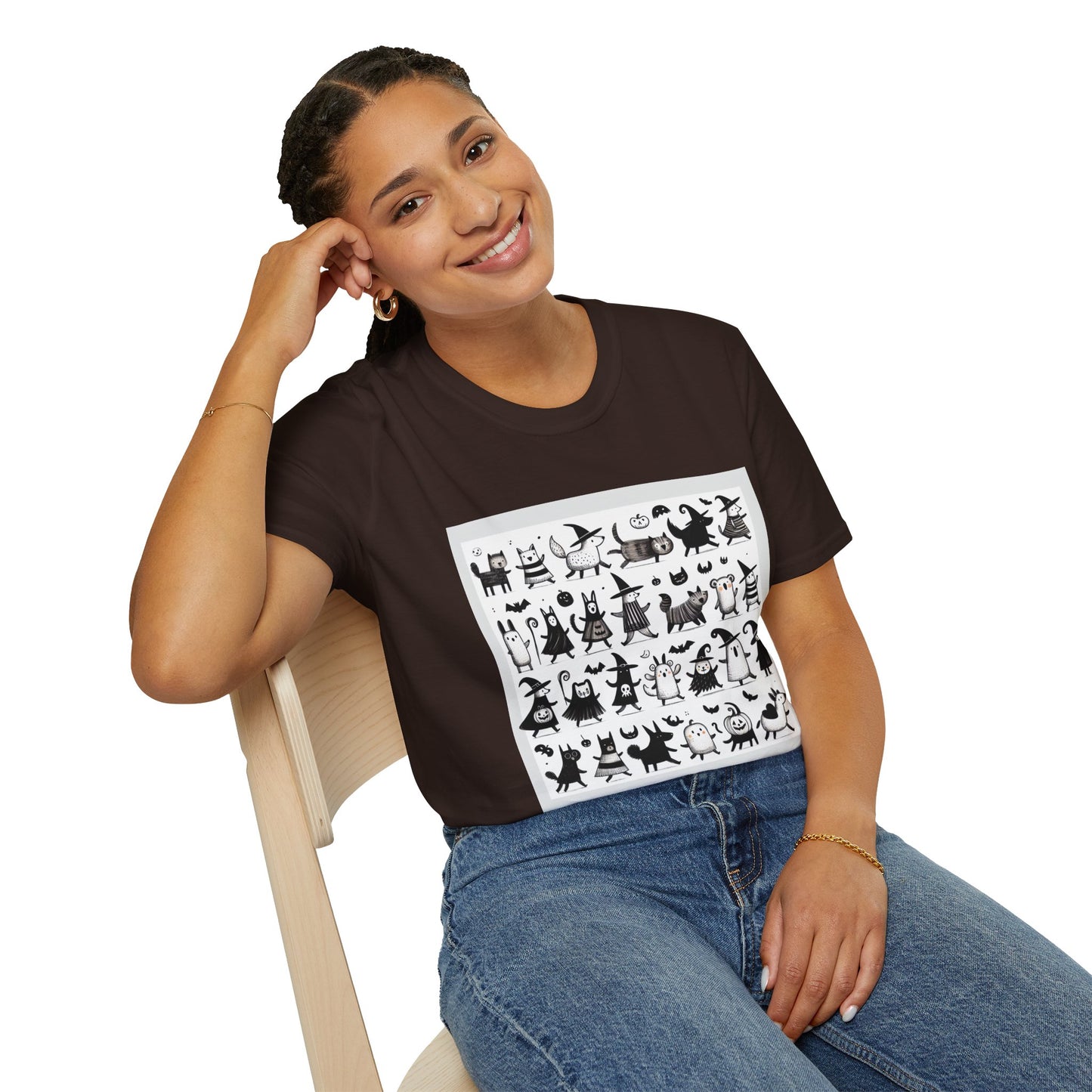Cute Cartoon Characters Unisex T-Shirt, Graphic Tee, Fun Gift for Kids, Comfortable Apparel, Halloween, Birthday Shirt