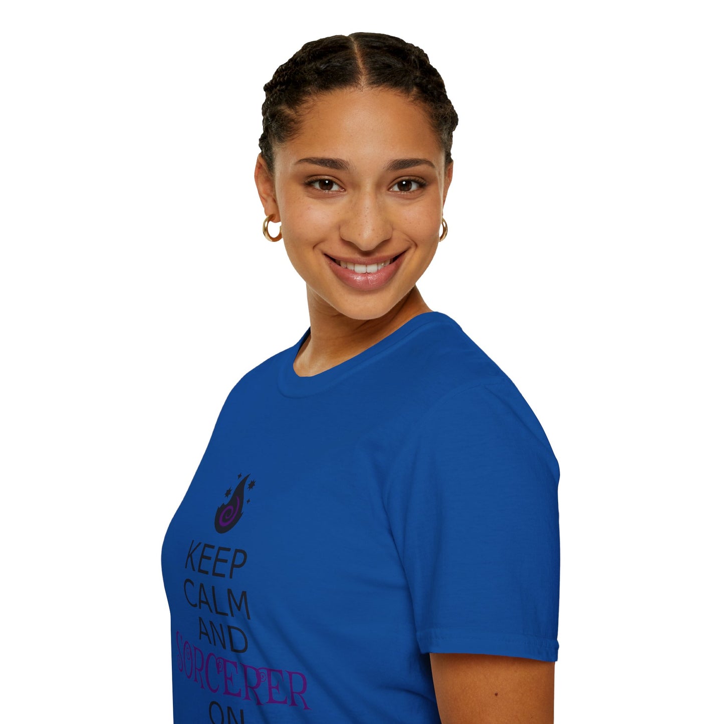 Keep Calm Sorcerer T-Shirt, Unisex Softstyle Tee, Magical Gift, Halloween Apparel, Witchy Vibes, Casual Wear