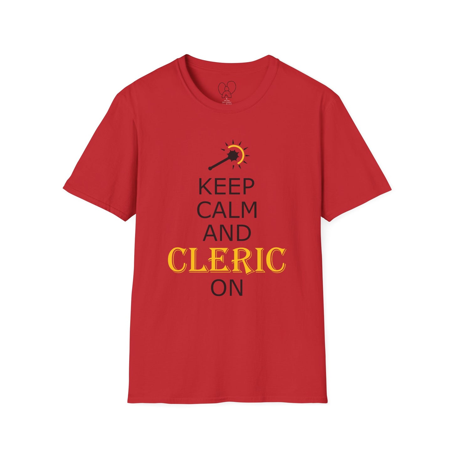 Keep Calm and Cleric On T-Shirt, Unisex Gamer Tee, Fun Graphic Tee, Role-Playing Shirt, Gift for D&D Players