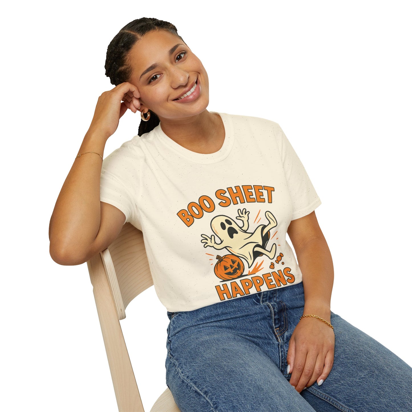 Halloween Boo Sheet T-Shirt, Unisex Softstyle Tee, Funny Halloween Shirt, Fall Festive Apparel, Ghost Themed Gift