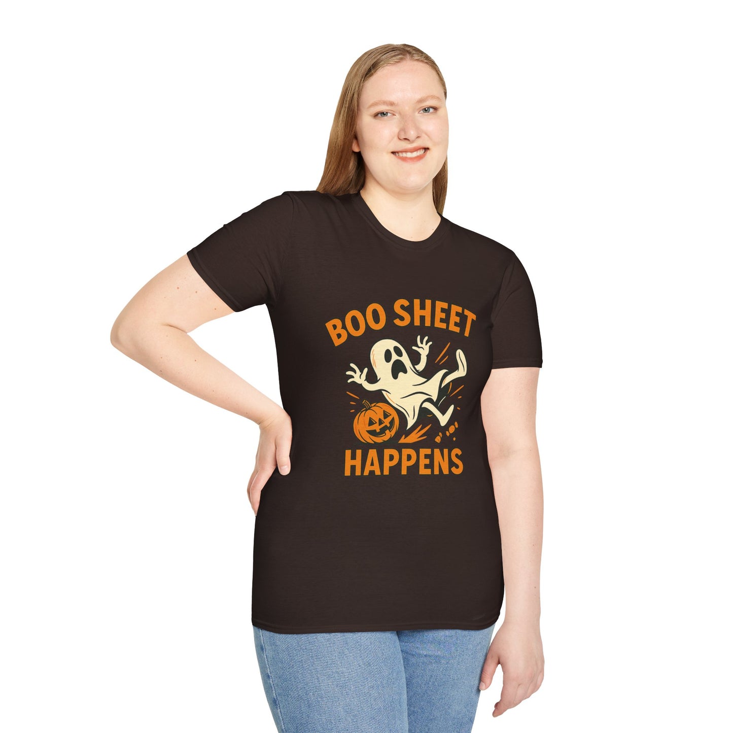 Halloween Boo Sheet T-Shirt, Unisex Softstyle Tee, Funny Halloween Shirt, Fall Festive Apparel, Ghost Themed Gift