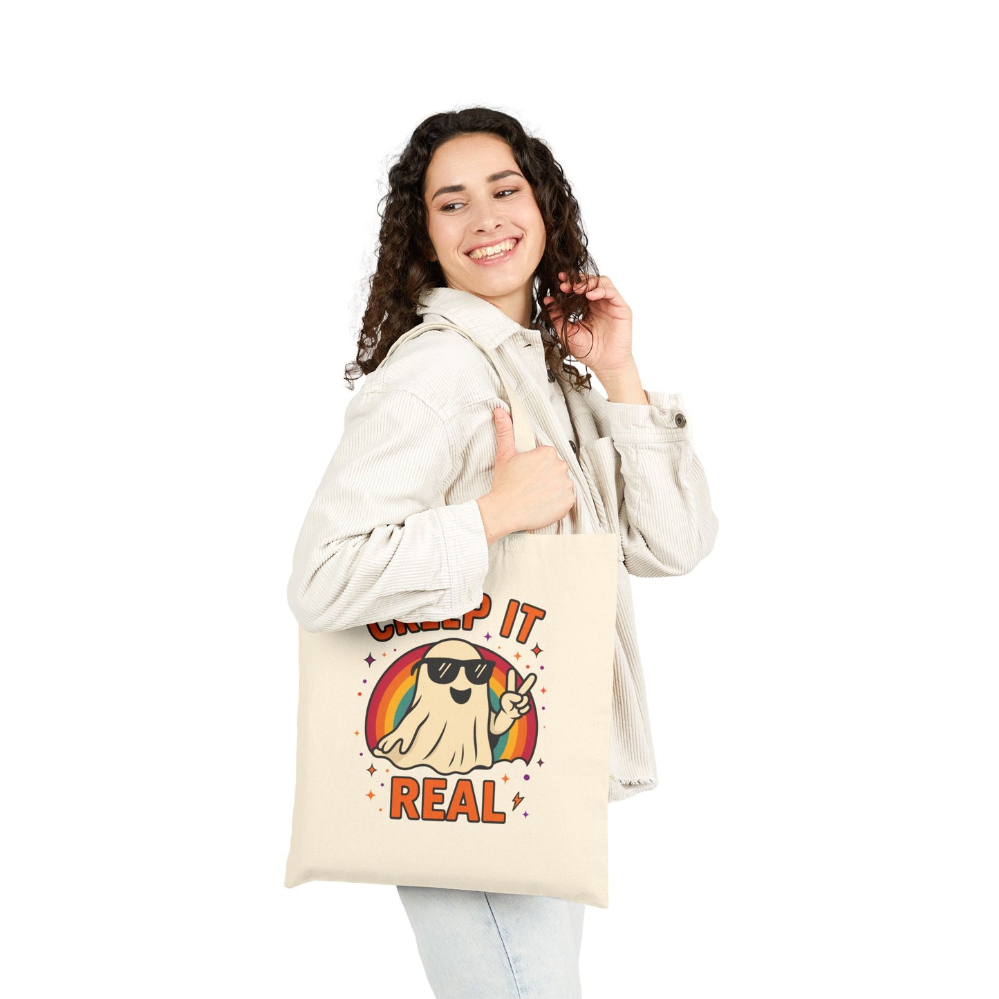 Halloween Ghost Tote Bag - Creep It Real, Haunt Couture, Eco-Friendly Shopping Bag, Fall Festival, Trick or Treat