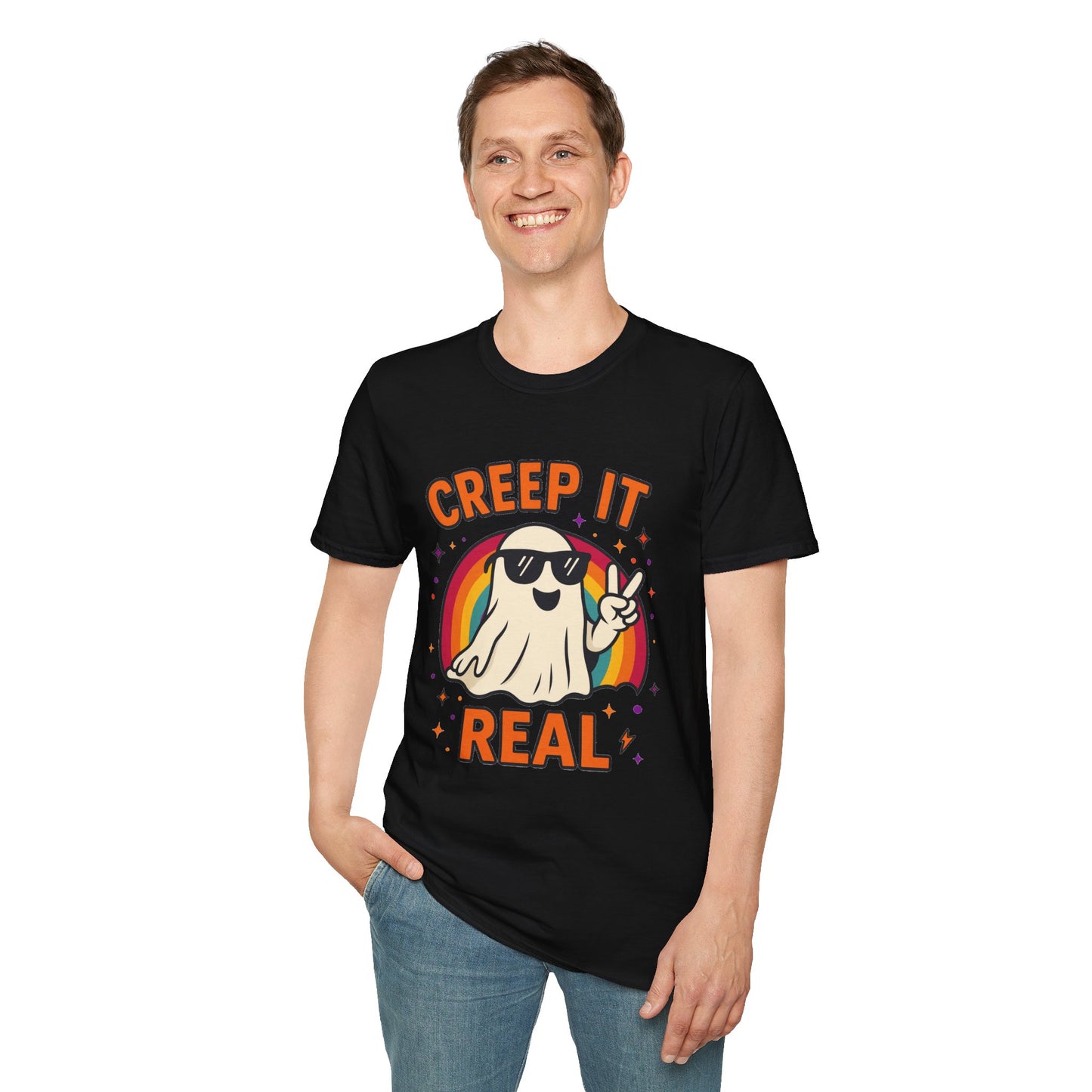 Creep It Real Ghost T-Shirt, Funny Ghost Tee, Unisex Halloween Shirt, Casual Everyday Wear, Gift for Halloween Lovers