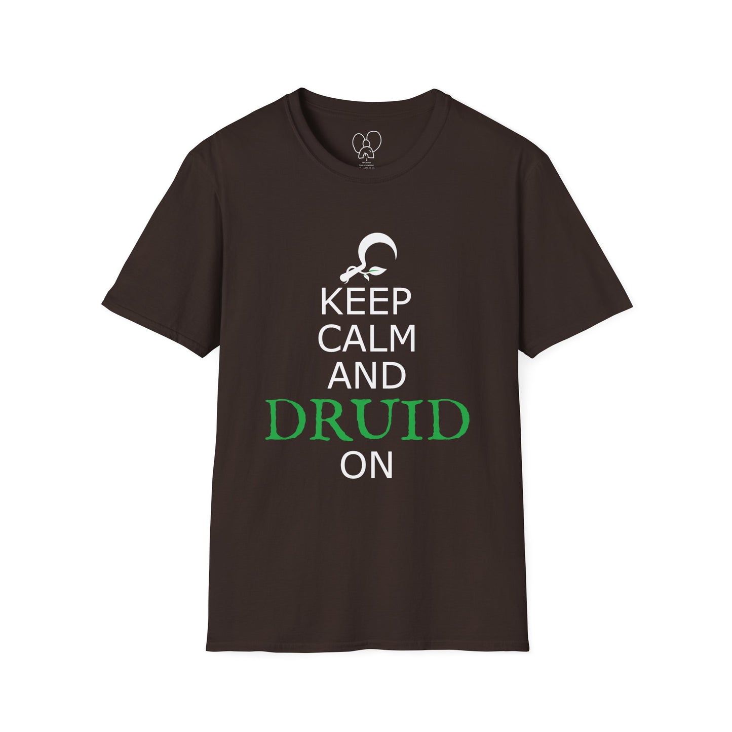 Druid T-Shirt, Keep Calm and Druid On Shirt, Unisex Softstyle Tee, Witchy Apparel, Pagan Clothing, Fantasy Gift