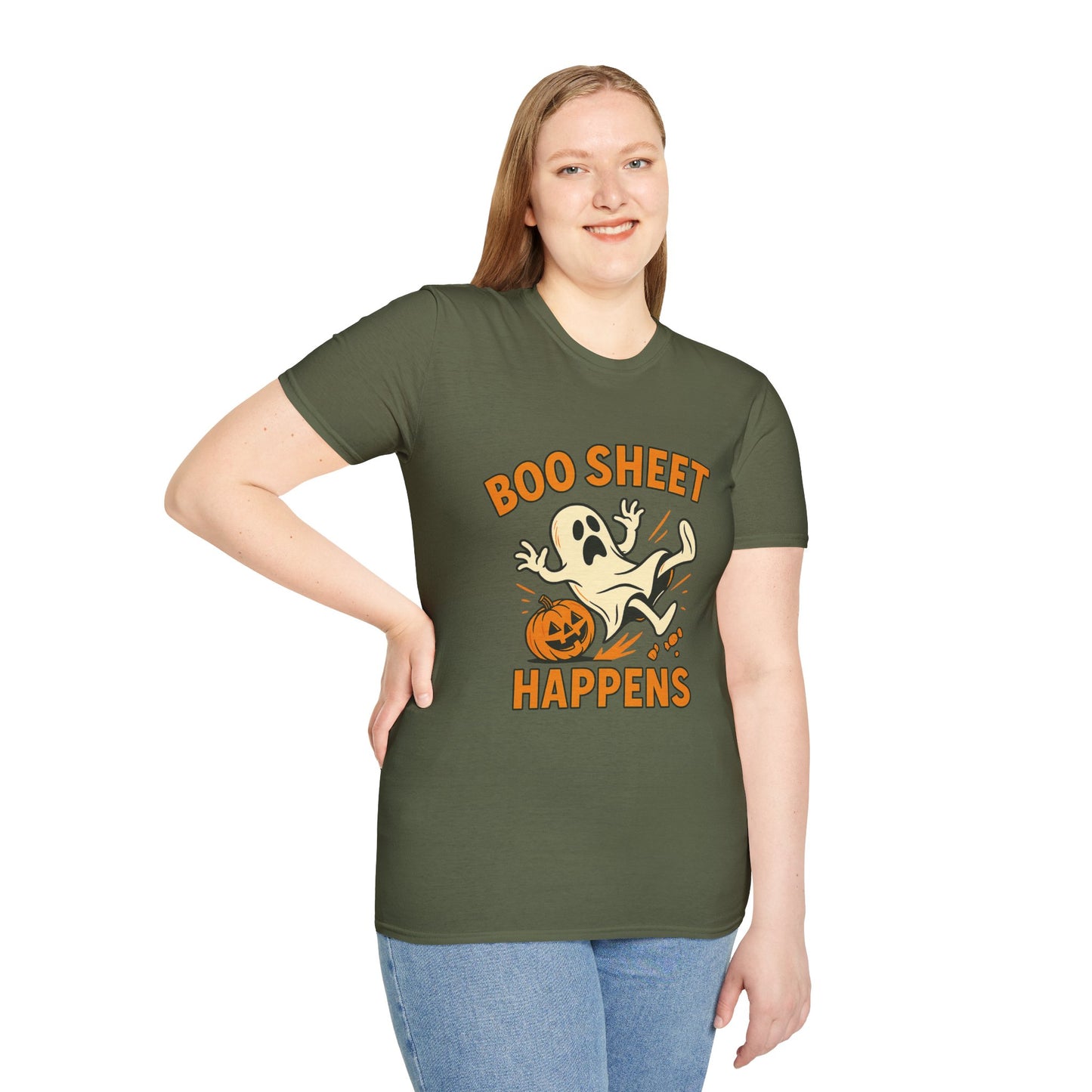 Halloween Boo Sheet T-Shirt, Unisex Softstyle Tee, Funny Halloween Shirt, Fall Festive Apparel, Ghost Themed Gift
