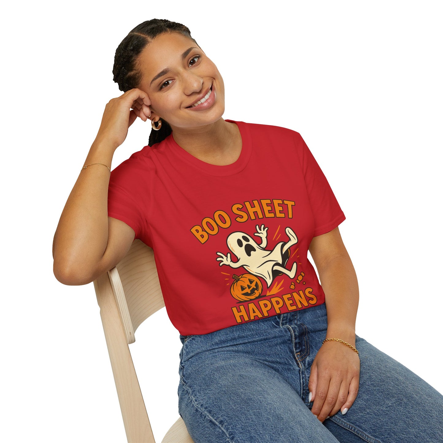 Halloween Boo Sheet T-Shirt, Unisex Softstyle Tee, Funny Halloween Shirt, Fall Festive Apparel, Ghost Themed Gift