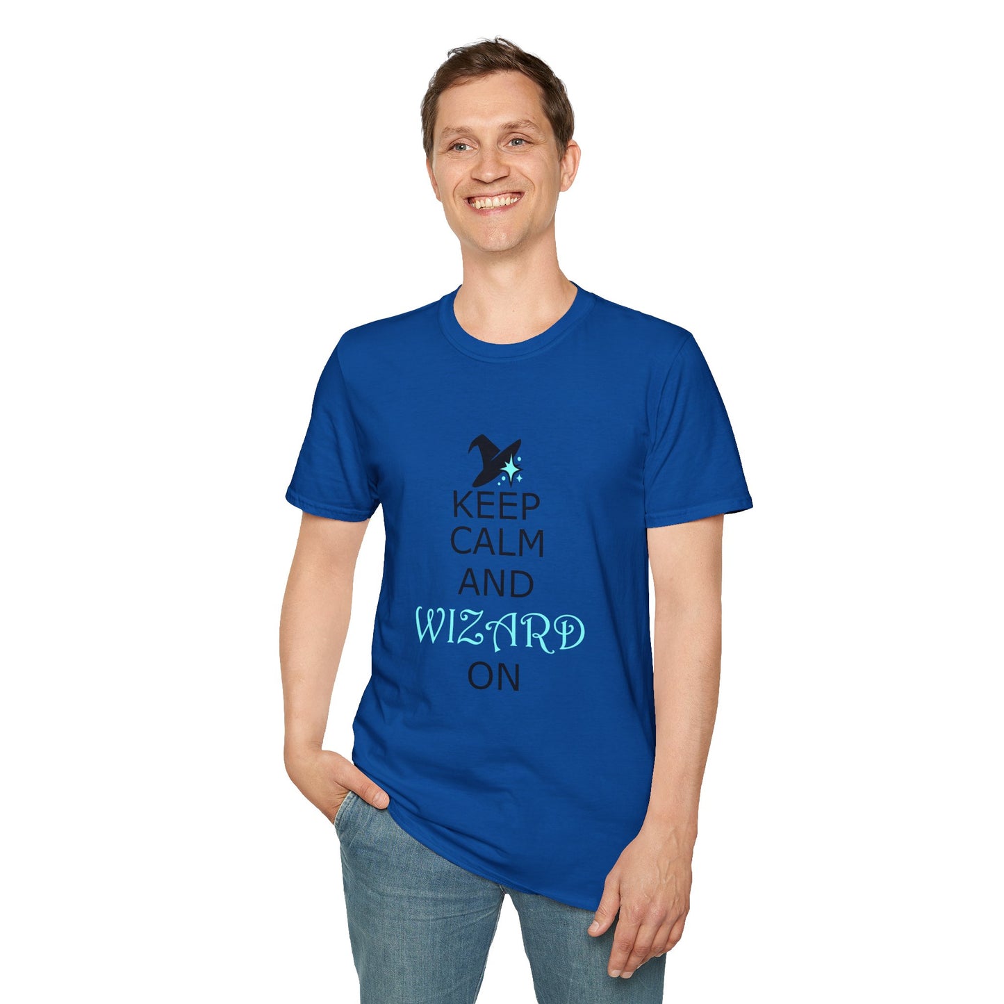 Keep Calm and Wizard On T-Shirt, Unisex Tee, Magical Gift, Ideal for Wizards, Birthday Gift, Casual Wear, Relaxed Vibe