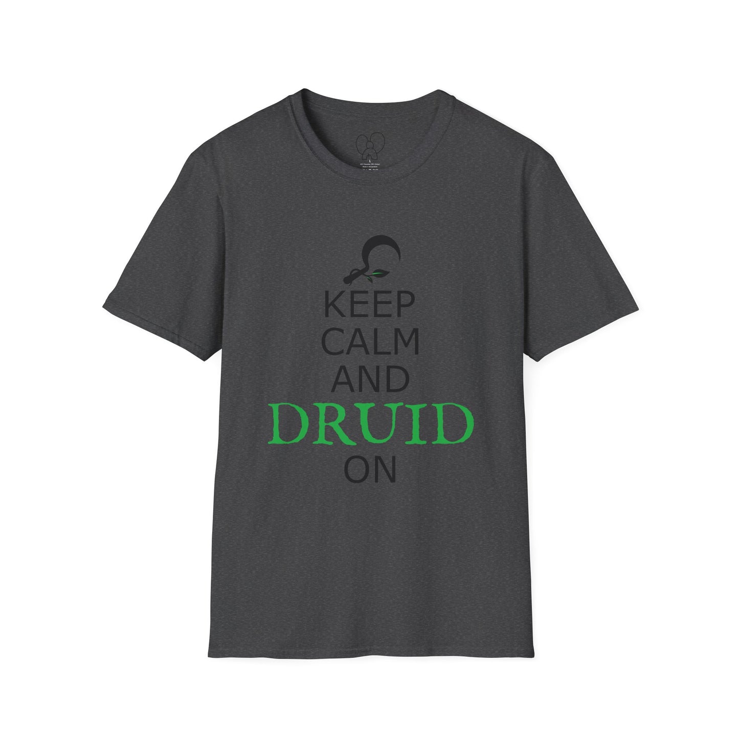 Druid T-Shirt, Keep Calm and Druid On Shirt, Unisex Softstyle Tee, Witchy Apparel, Pagan Clothing, Fantasy Gift