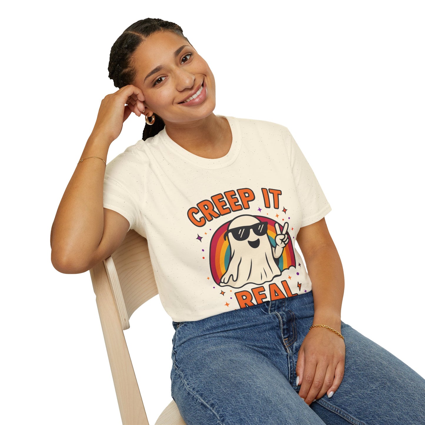 Creep It Real Ghost T-Shirt, Funny Ghost Tee, Unisex Halloween Shirt, Casual Everyday Wear, Gift for Halloween Lovers