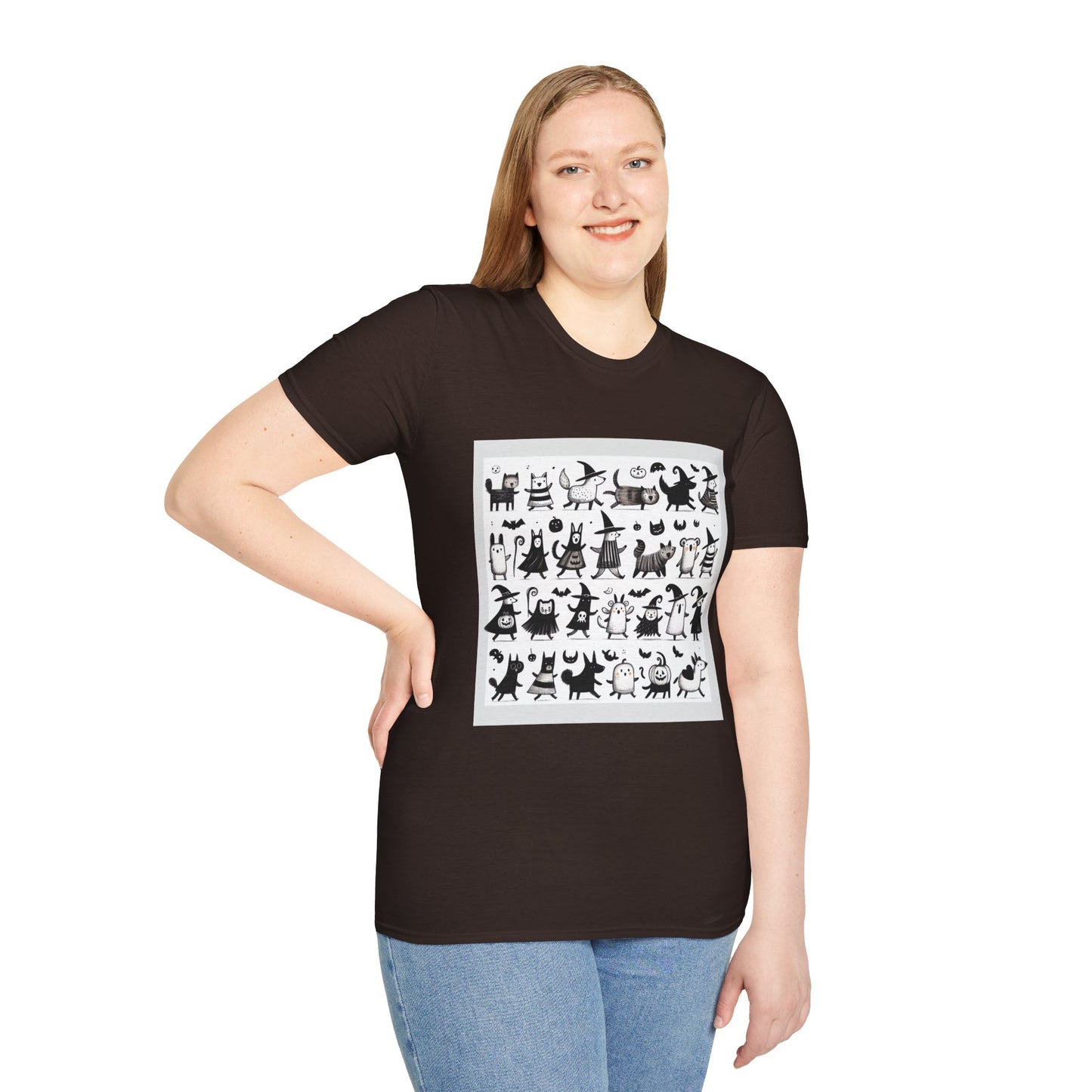 Cute Cartoon Characters Unisex T-Shirt, Graphic Tee, Fun Gift for Kids, Comfortable Apparel, Halloween, Birthday Shirt