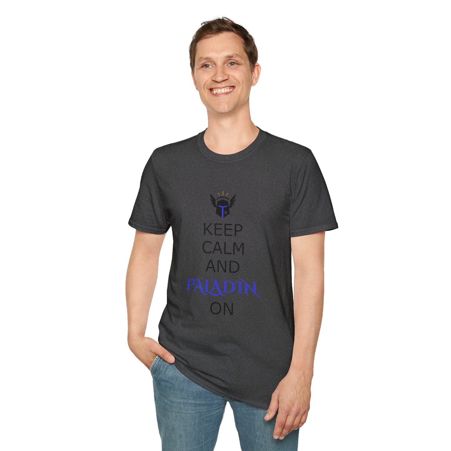 Keep Calm and Paladin On T-Shirt, Unisex Gaming Tee, Geeky Shirt, D&D Apparel, Casual Gift for Gamers, Unique Fantasy Merch