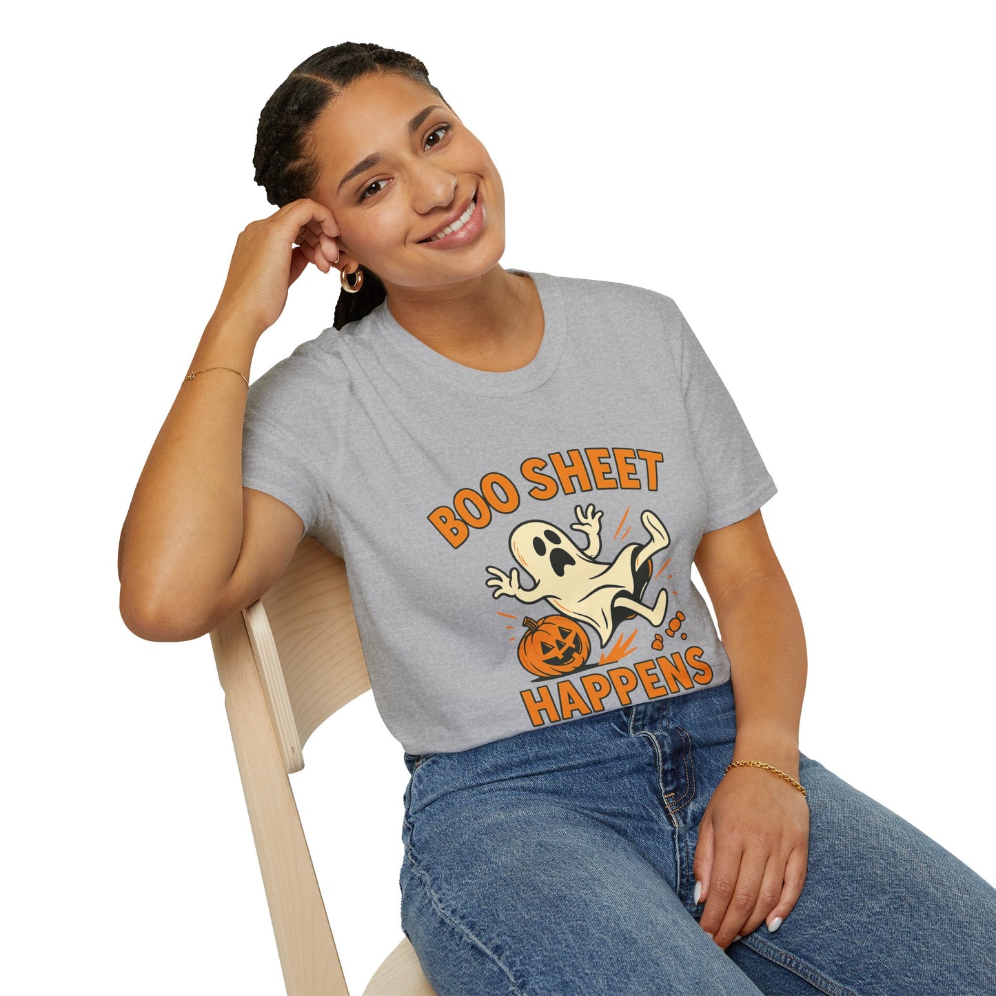 Halloween Boo Sheet T-Shirt, Unisex Softstyle Tee, Funny Halloween Shirt, Fall Festive Apparel, Ghost Themed Gift