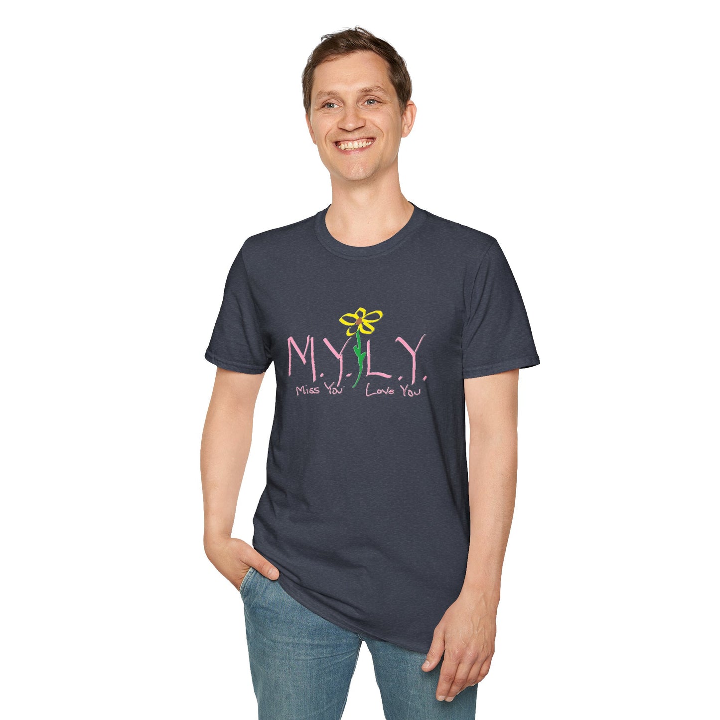 Unisex Softstyle T-Shirt with 'Miss You, Love You' Floral Design - Perfect for Gifts, Casual Wear, Friendship, Love