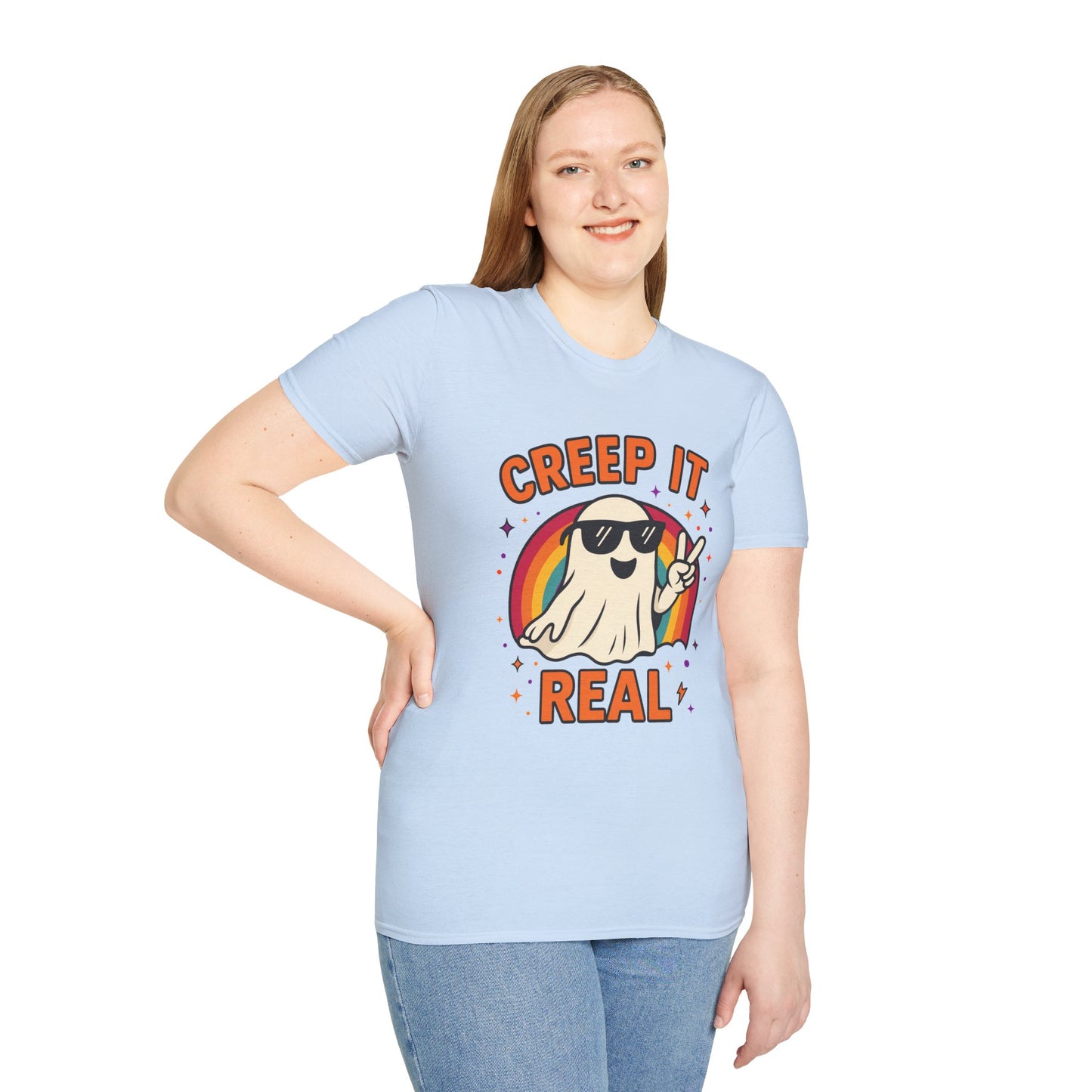 Creep It Real Ghost T-Shirt, Funny Ghost Tee, Unisex Halloween Shirt, Casual Everyday Wear, Gift for Halloween Lovers