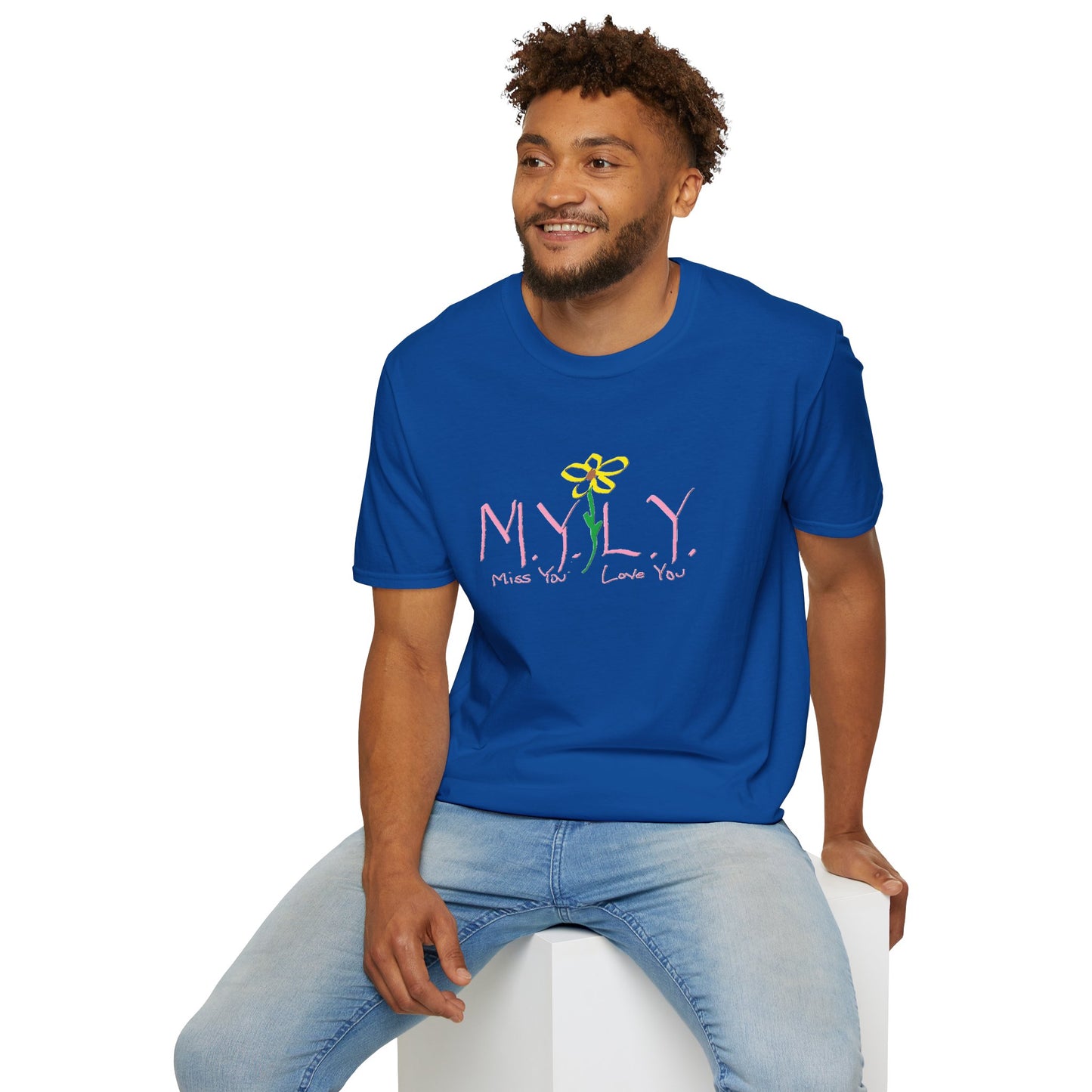 Unisex Softstyle T-Shirt with 'Miss You, Love You' Floral Design - Perfect for Gifts, Casual Wear, Friendship, Love