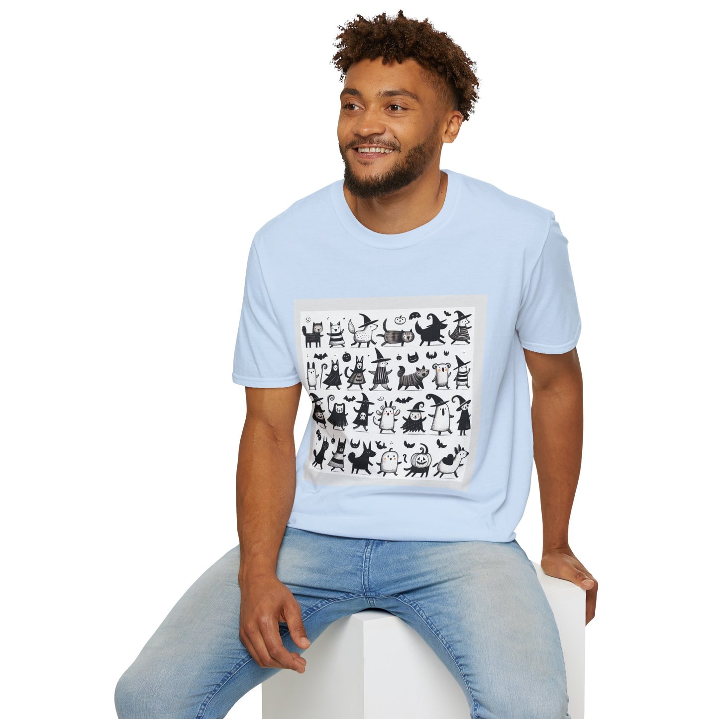 Cute Cartoon Characters Unisex T-Shirt, Graphic Tee, Fun Gift for Kids, Comfortable Apparel, Halloween, Birthday Shirt