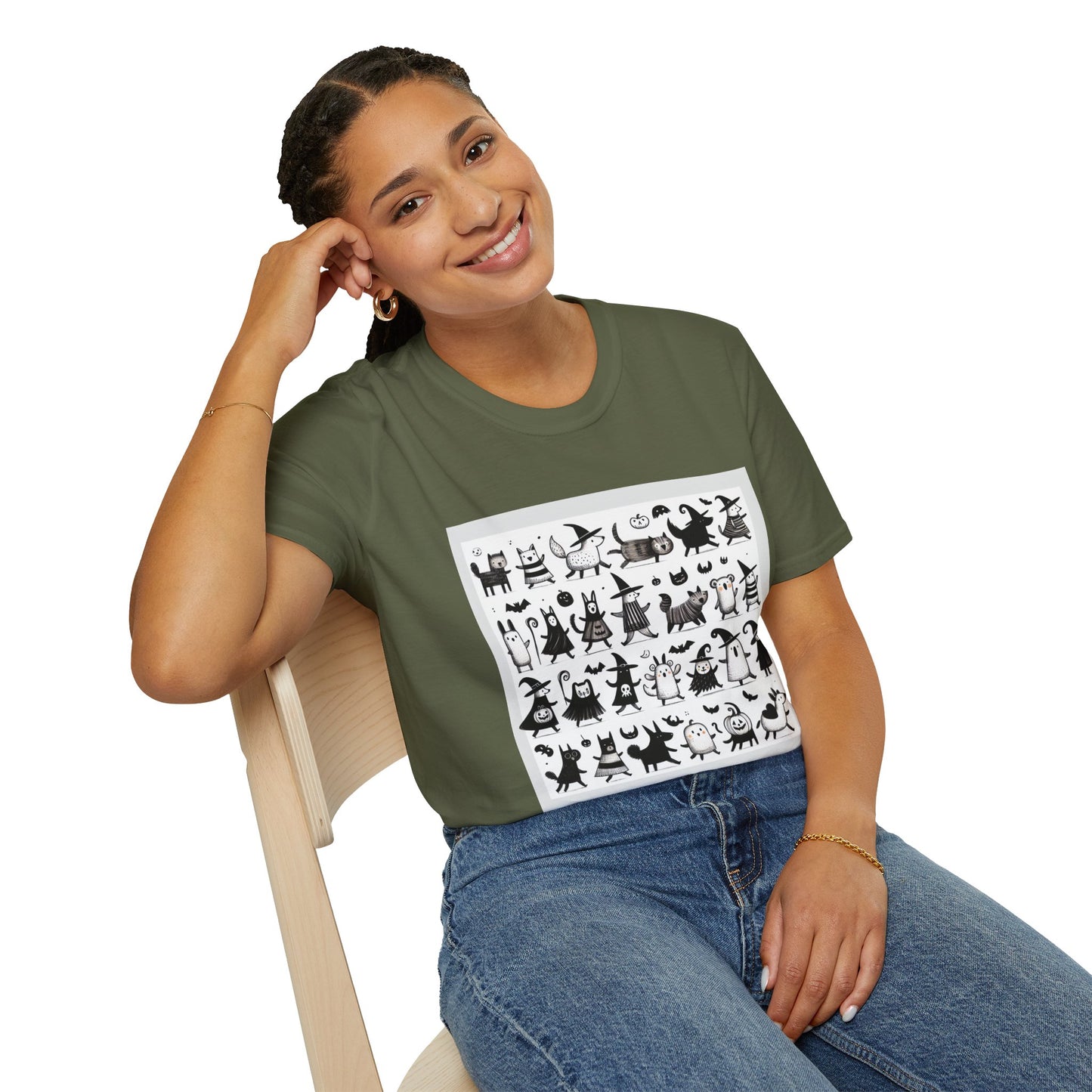 Cute Cartoon Characters Unisex T-Shirt, Graphic Tee, Fun Gift for Kids, Comfortable Apparel, Halloween, Birthday Shirt