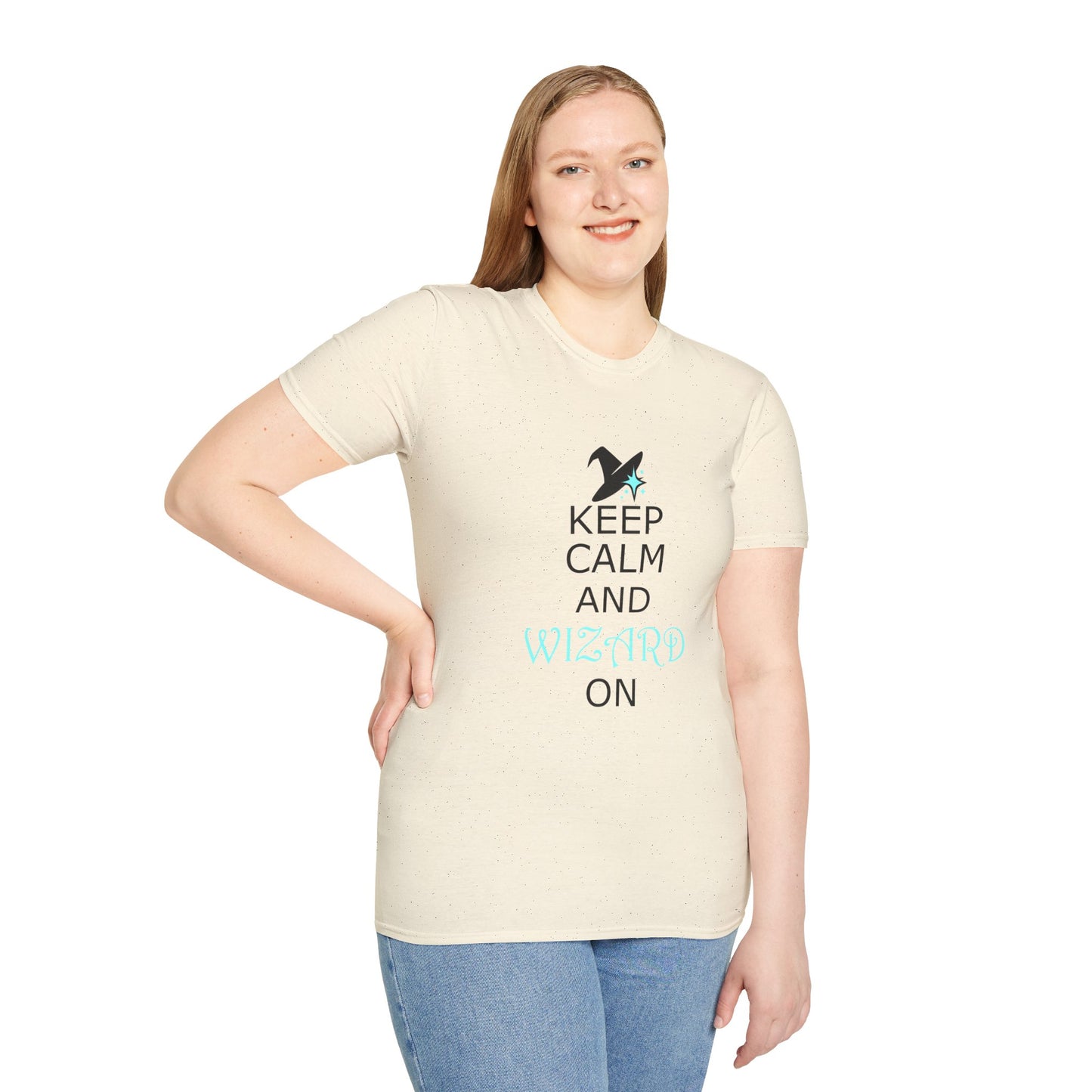 Keep Calm and Wizard On T-Shirt, Unisex Tee, Magical Gift, Ideal for Wizards, Birthday Gift, Casual Wear, Relaxed Vibe