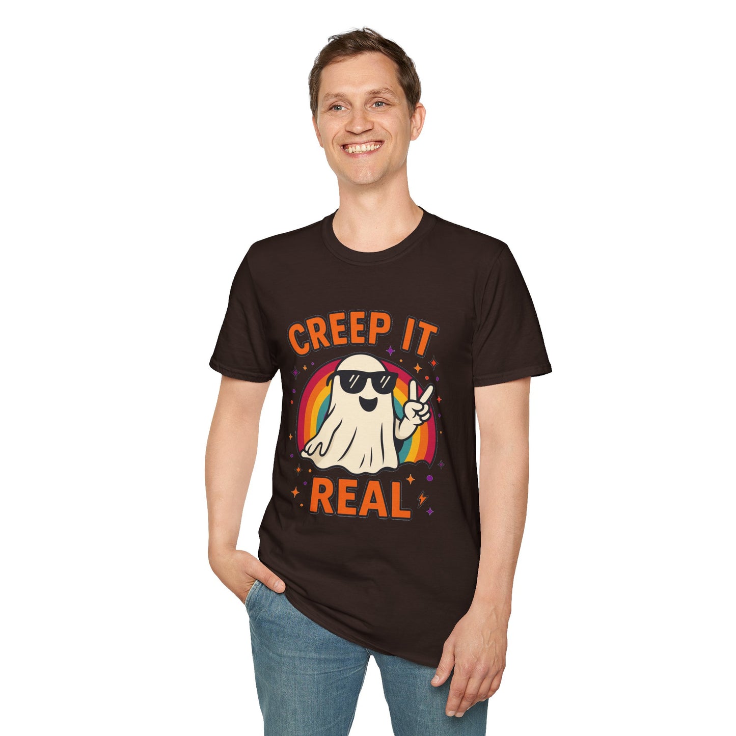 Creep It Real Ghost T-Shirt, Funny Ghost Tee, Unisex Halloween Shirt, Casual Everyday Wear, Gift for Halloween Lovers