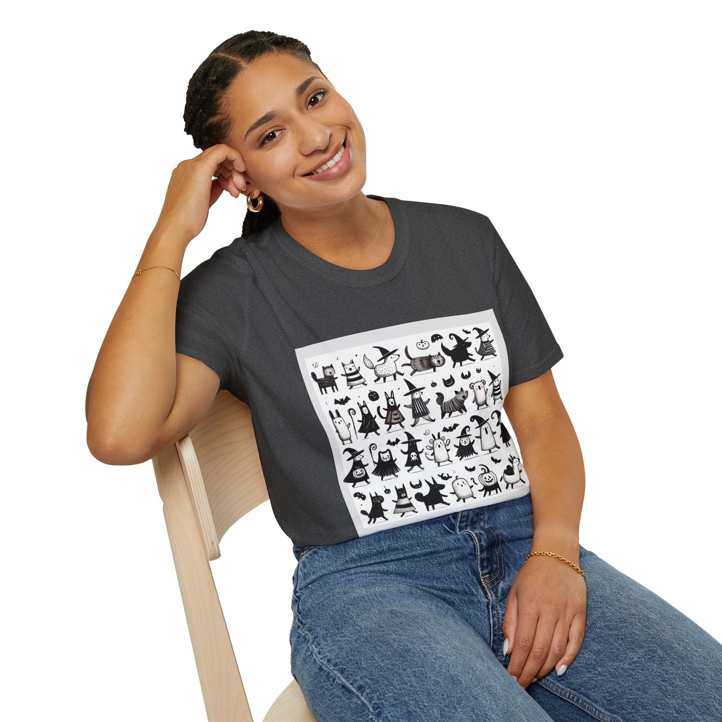 Cute Cartoon Characters Unisex T-Shirt, Graphic Tee, Fun Gift for Kids, Comfortable Apparel, Halloween, Birthday Shirt