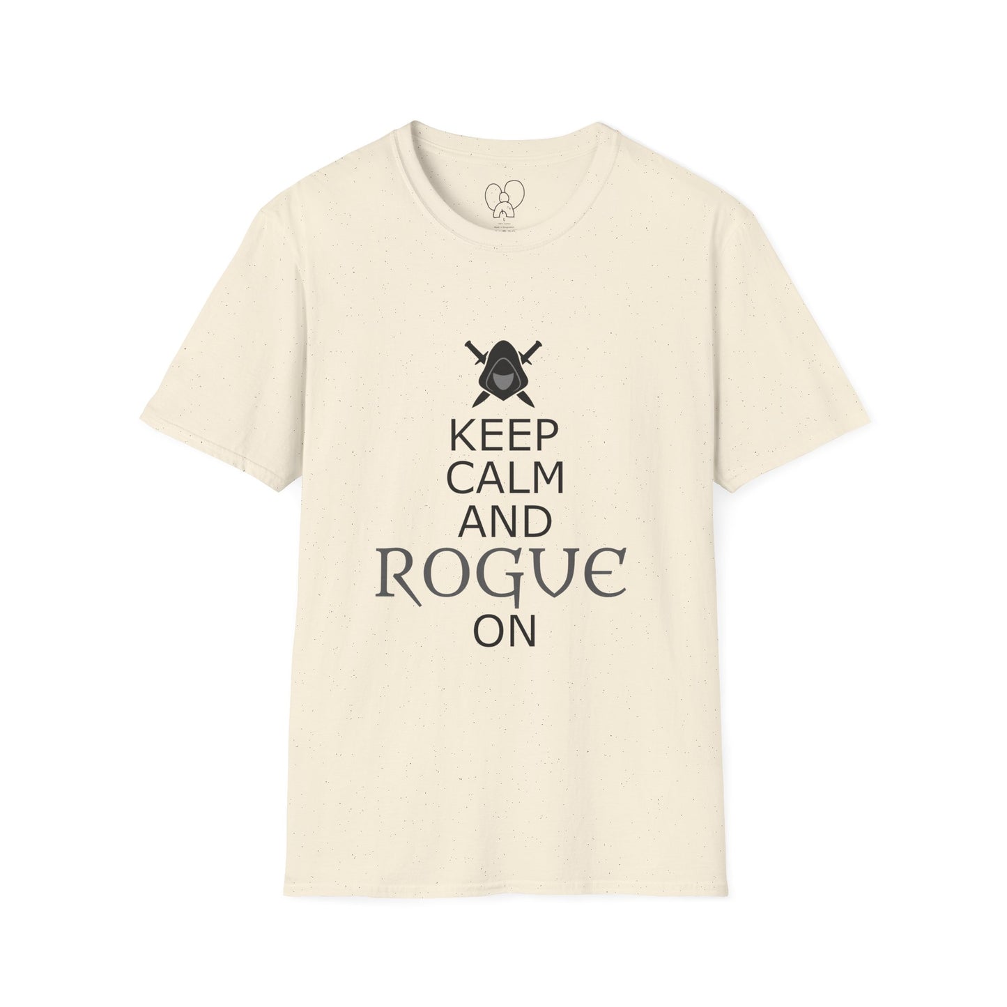 Keep Calm and Rogue On Unisex Softstyle T-Shirt, Gamer Shirt, Relaxed Tee, Casual Wear, Gift for Gamers, Fun Graphic Tee