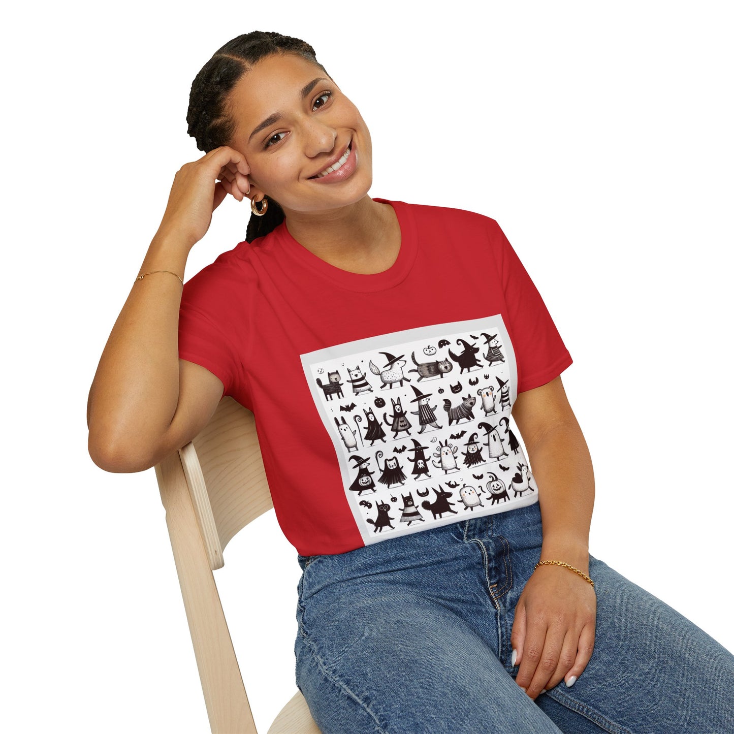 Cute Cartoon Characters Unisex T-Shirt, Graphic Tee, Fun Gift for Kids, Comfortable Apparel, Halloween, Birthday Shirt