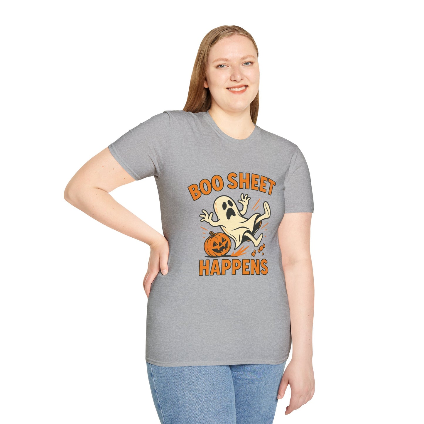 Halloween Boo Sheet T-Shirt, Unisex Softstyle Tee, Funny Halloween Shirt, Fall Festive Apparel, Ghost Themed Gift