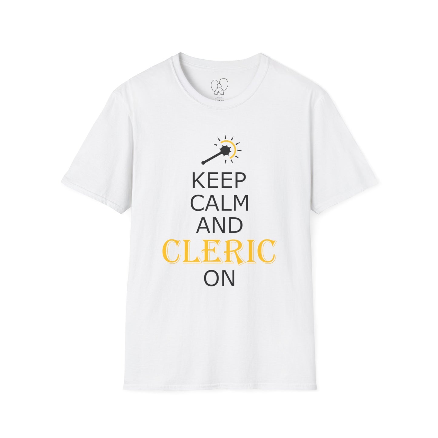 Keep Calm and Cleric On T-Shirt, Unisex Gamer Tee, Fun Graphic Tee, Role-Playing Shirt, Gift for D&D Players