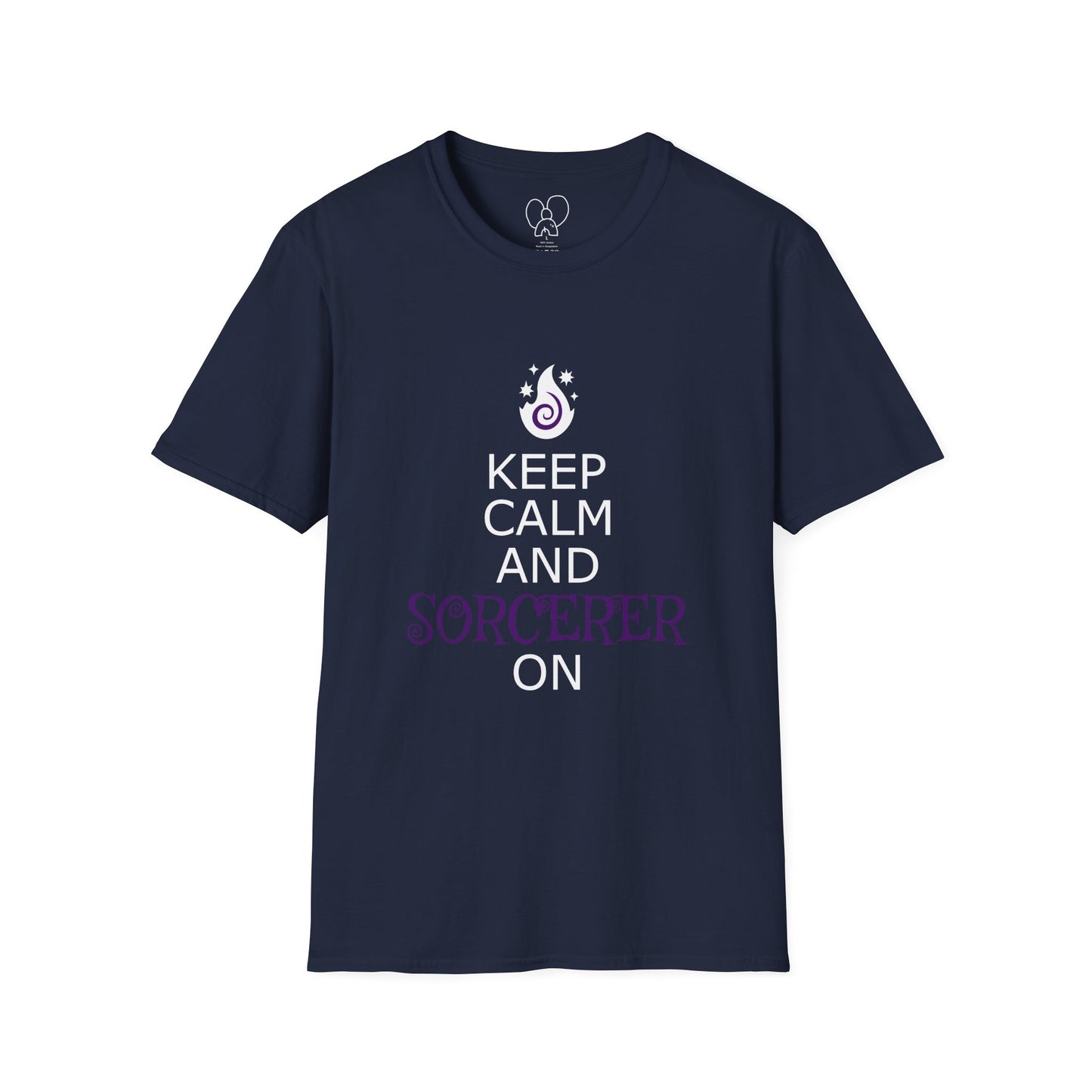 Keep Calm Sorcerer T-Shirt, Unisex Softstyle Tee, Magical Gift, Halloween Apparel, Witchy Vibes, Casual Wear