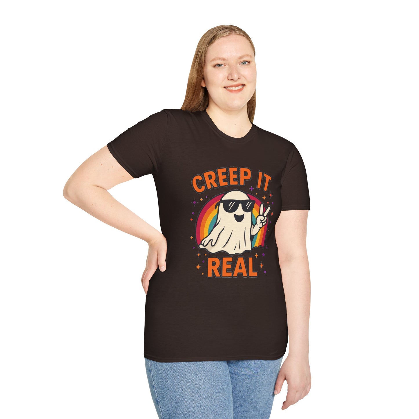 Creep It Real Ghost T-Shirt, Funny Ghost Tee, Unisex Halloween Shirt, Casual Everyday Wear, Gift for Halloween Lovers