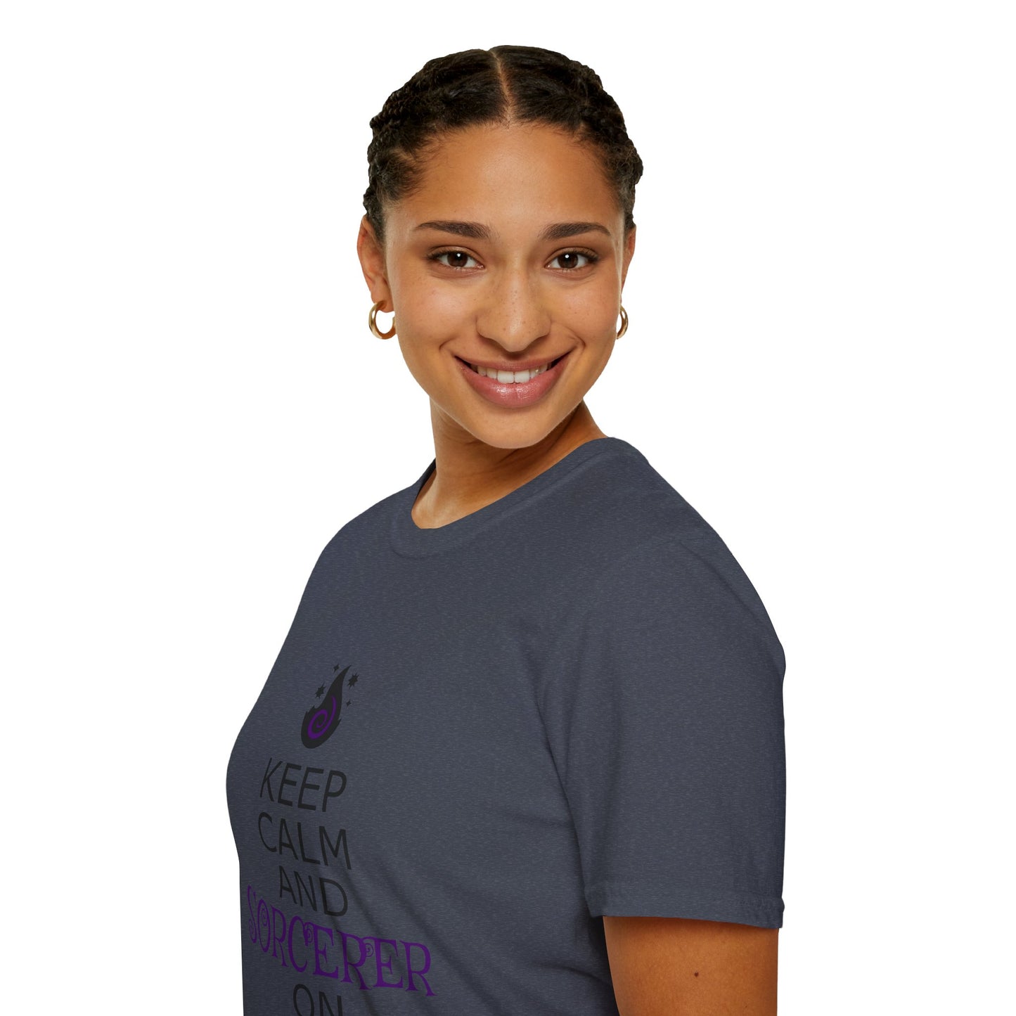 Keep Calm Sorcerer T-Shirt, Unisex Softstyle Tee, Magical Gift, Halloween Apparel, Witchy Vibes, Casual Wear