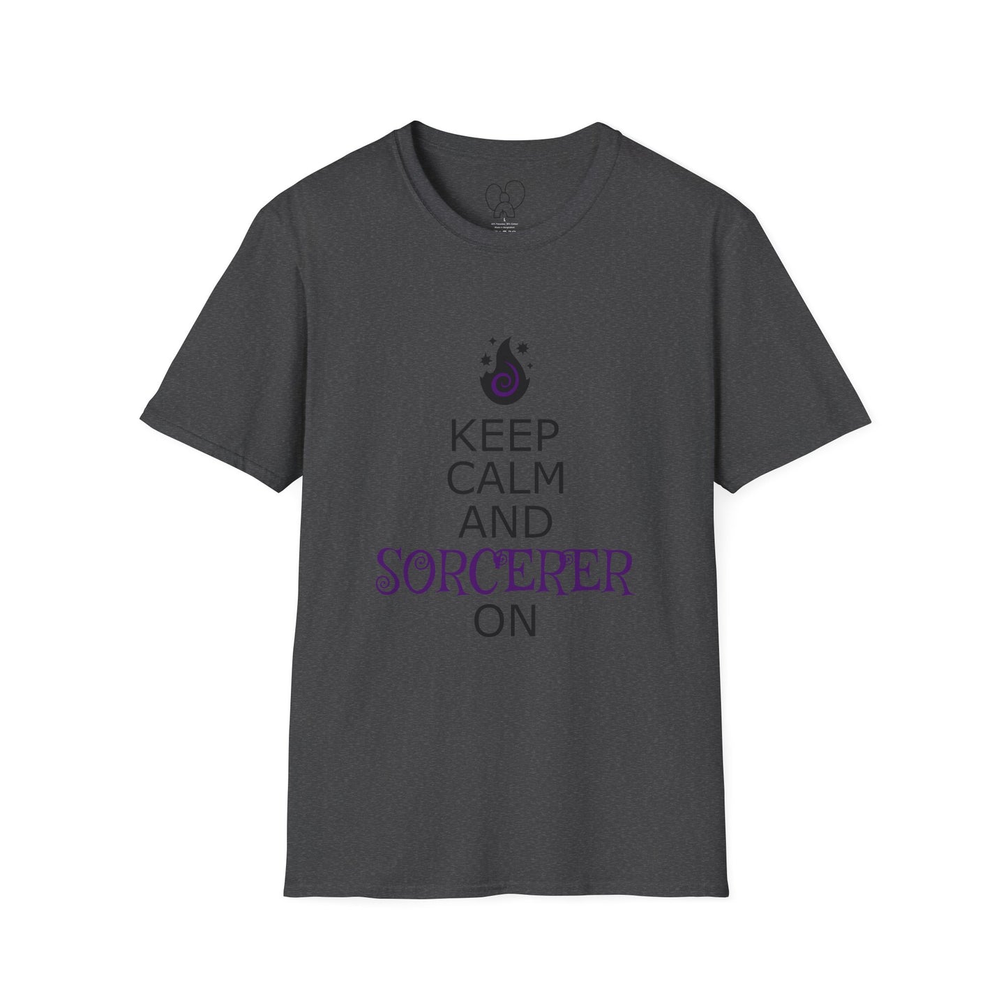 Keep Calm Sorcerer T-Shirt, Unisex Softstyle Tee, Magical Gift, Halloween Apparel, Witchy Vibes, Casual Wear
