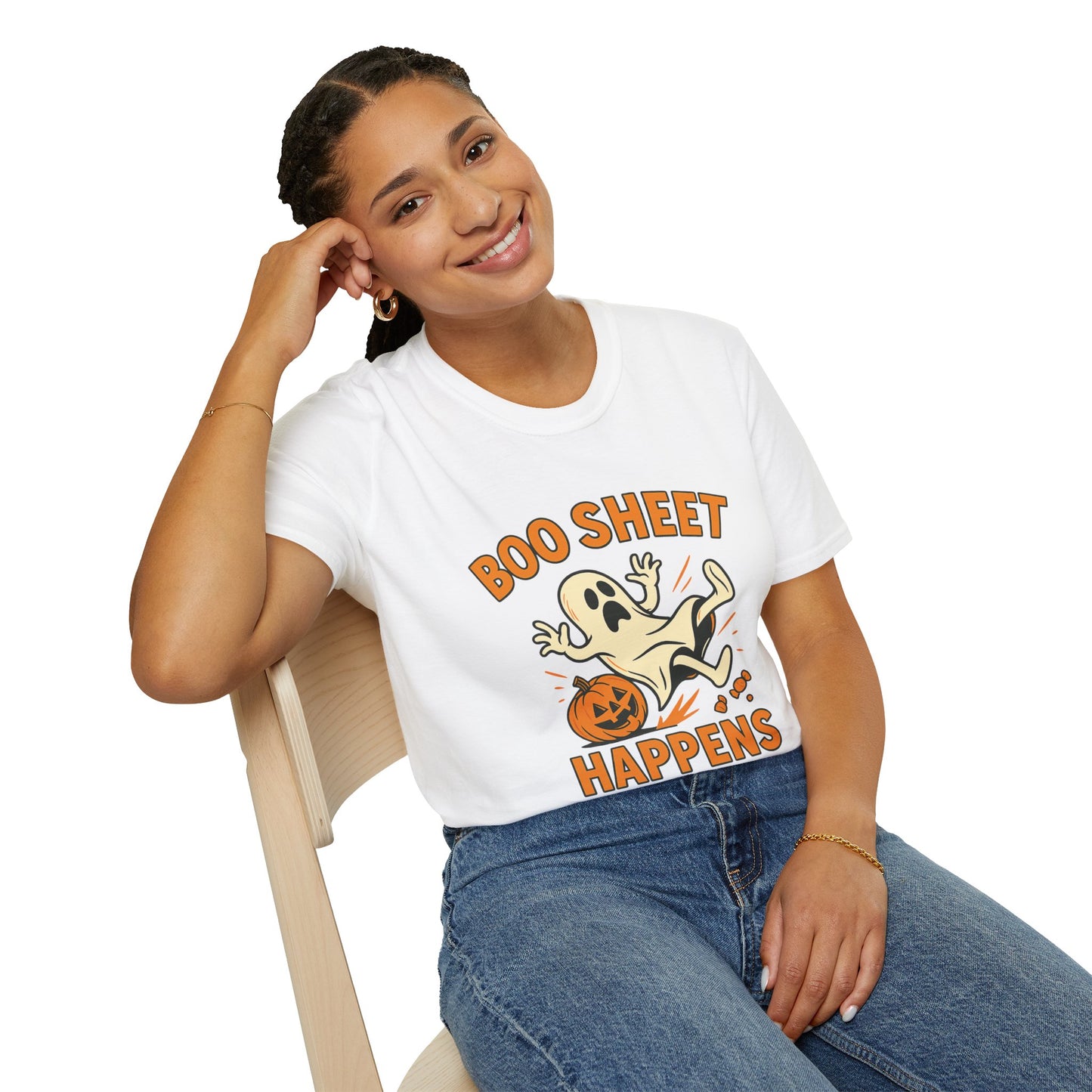 Halloween Boo Sheet T-Shirt, Unisex Softstyle Tee, Funny Halloween Shirt, Fall Festive Apparel, Ghost Themed Gift