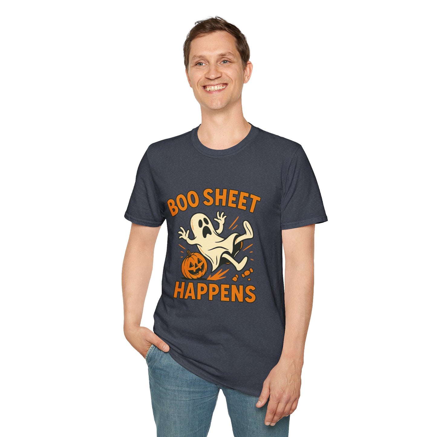 Halloween Boo Sheet T-Shirt, Unisex Softstyle Tee, Funny Halloween Shirt, Fall Festive Apparel, Ghost Themed Gift