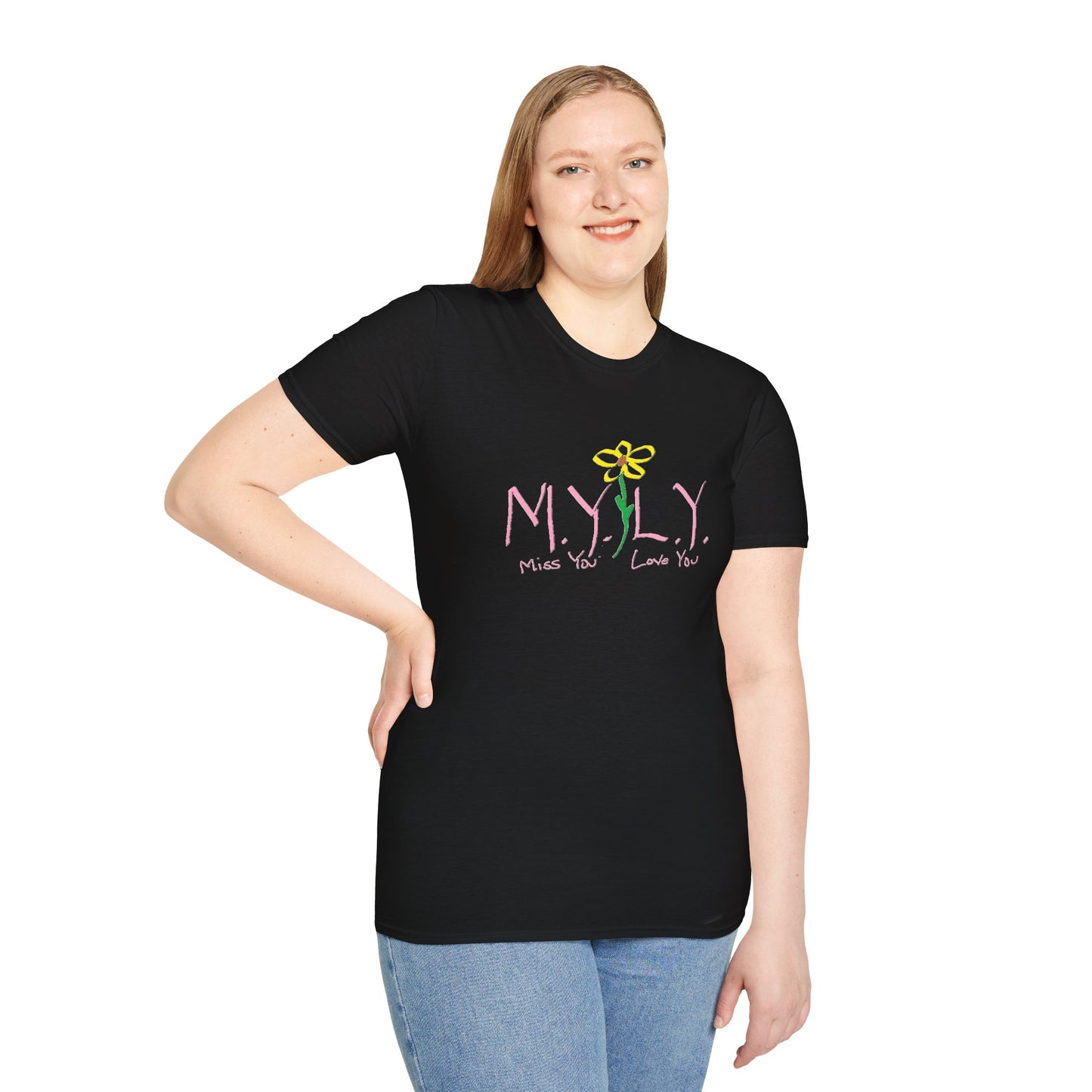 Unisex Softstyle T-Shirt with 'Miss You, Love You' Floral Design - Perfect for Gifts, Casual Wear, Friendship, Love