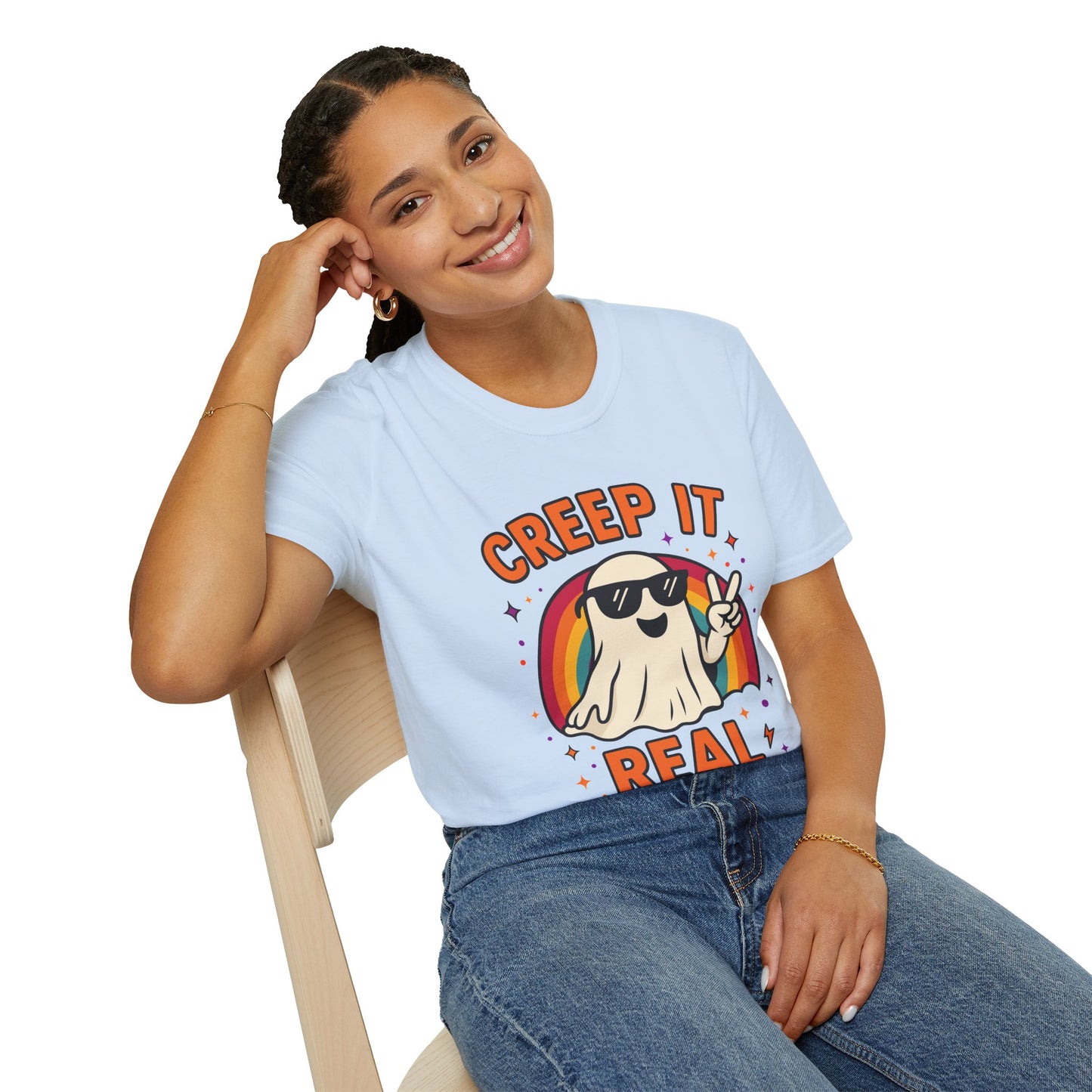 Creep It Real Ghost T-Shirt, Funny Ghost Tee, Unisex Halloween Shirt, Casual Everyday Wear, Gift for Halloween Lovers