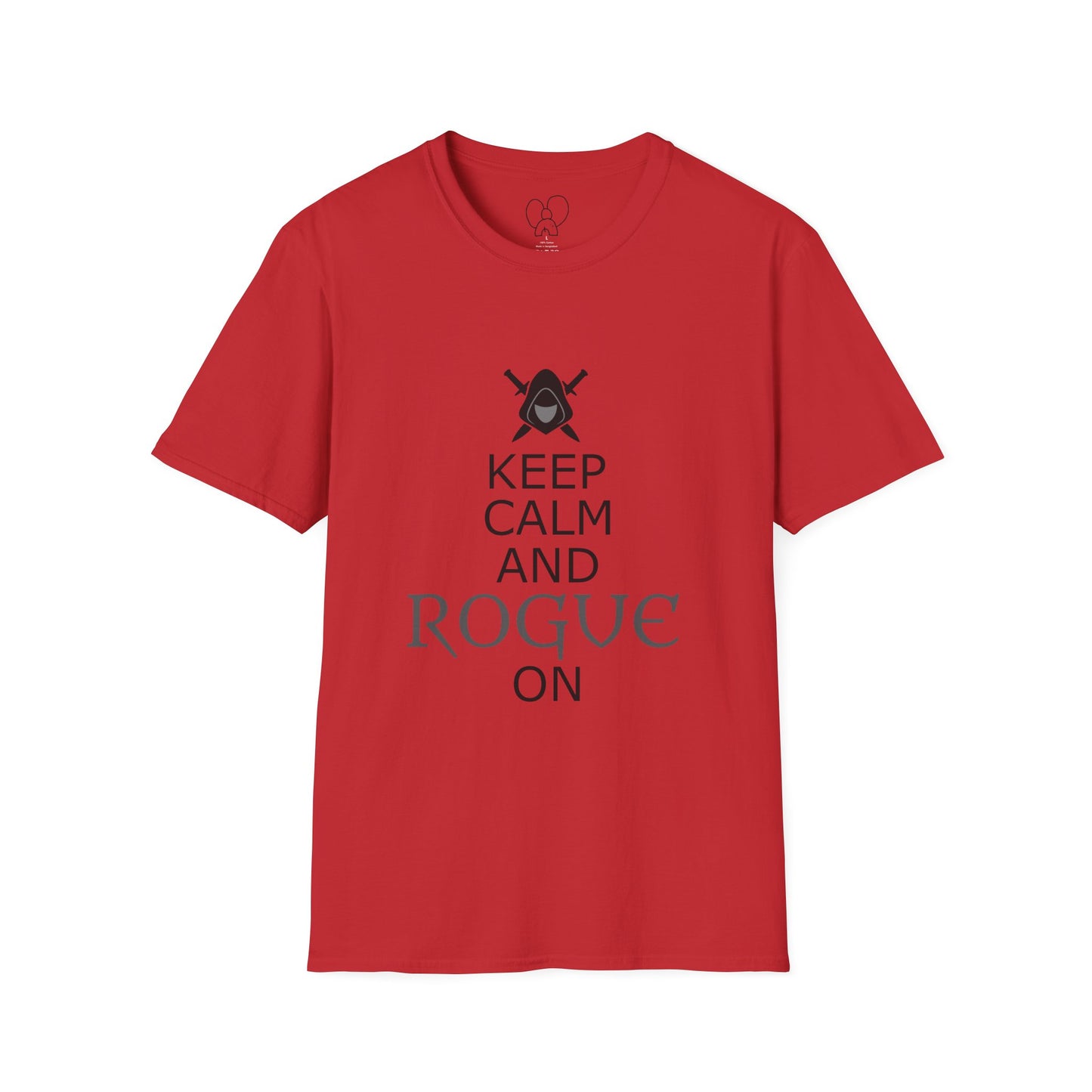 Keep Calm and Rogue On Unisex Softstyle T-Shirt, Gamer Shirt, Relaxed Tee, Casual Wear, Gift for Gamers, Fun Graphic Tee