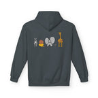 Safari Friends Hoodie — Cute Lion, Zebra, Elephant & Giraffe Graphic Pullover
