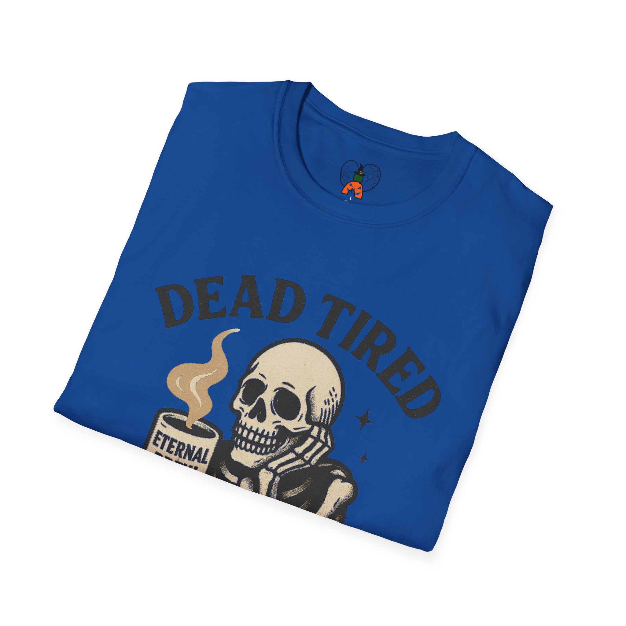 Dead Tired Skeleton Coffee T-Shirt, Unisex Graphic Tee, Cute Coffee Lover Gift, Halloween Apparel, Coffeelover Shirt